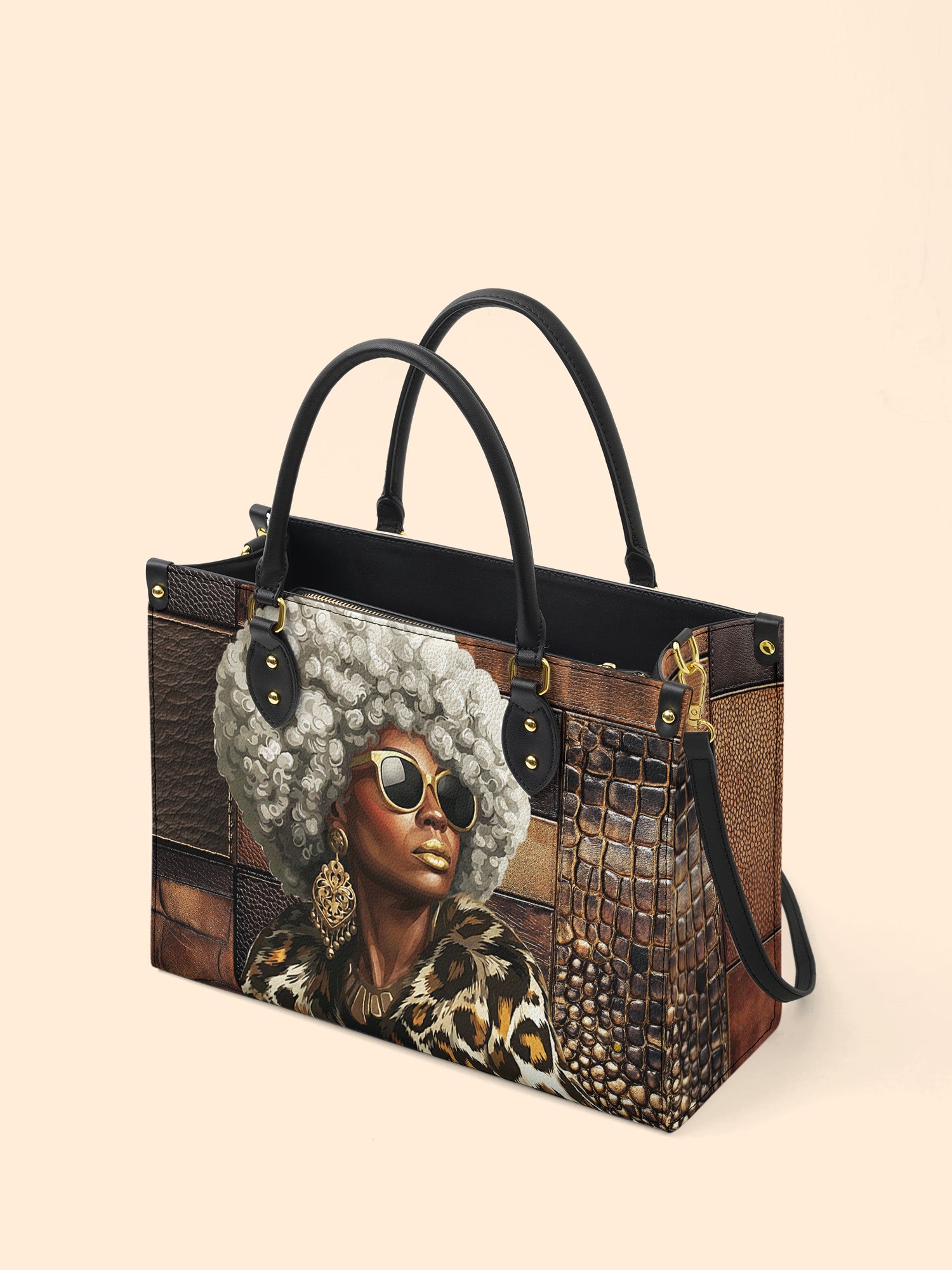 Bronze Leopard Premium Leather Handbag QR0TV260