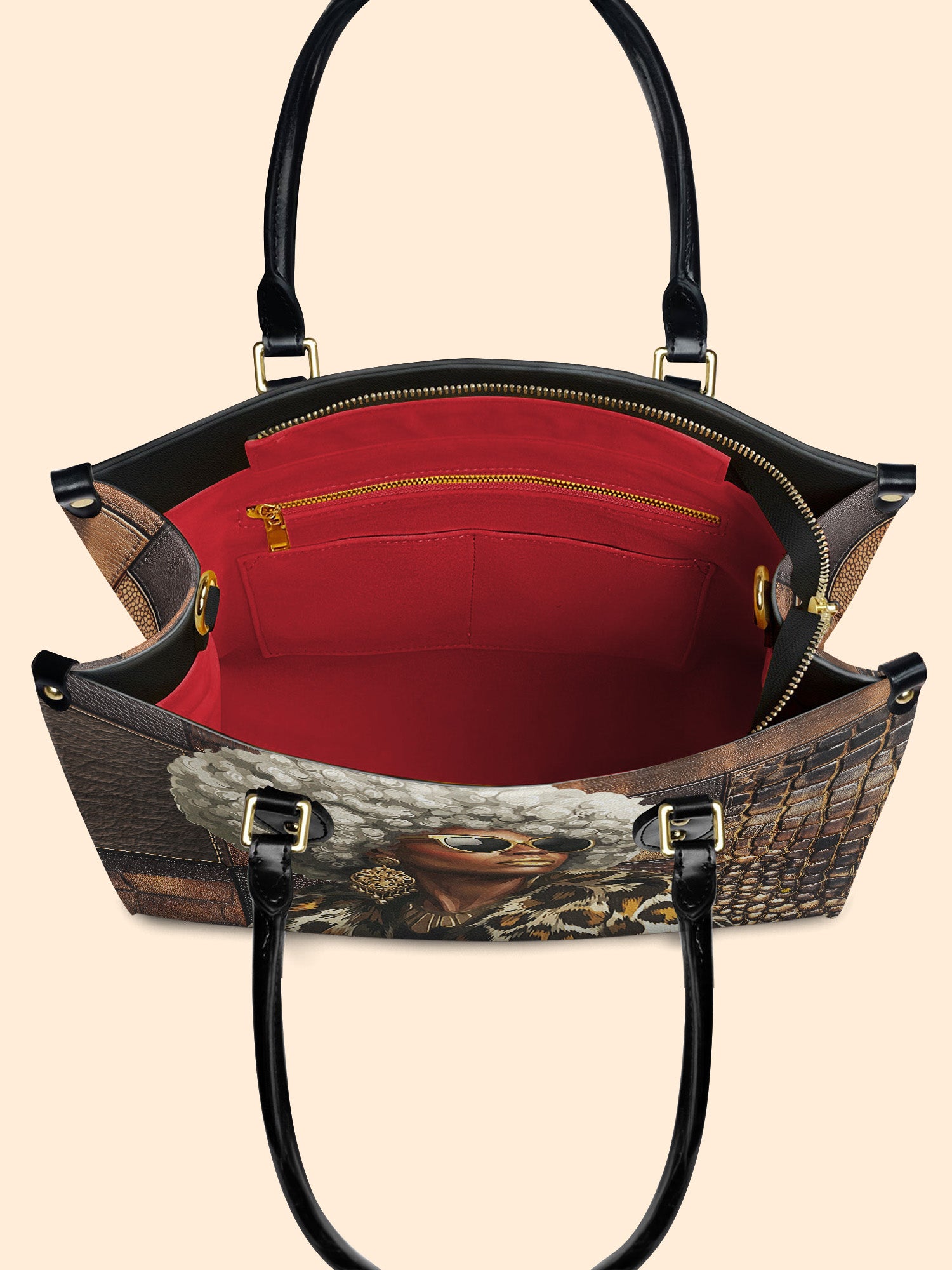 Bronze Leopard Premium Leather Handbag QR0TV260
