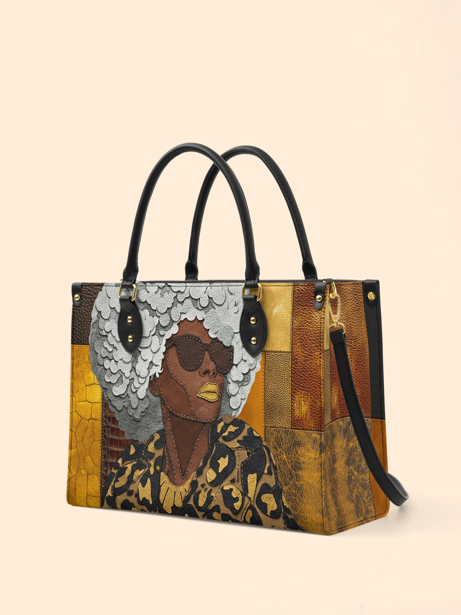 Golden Fierce Premium Leather Handbag QR0TV256