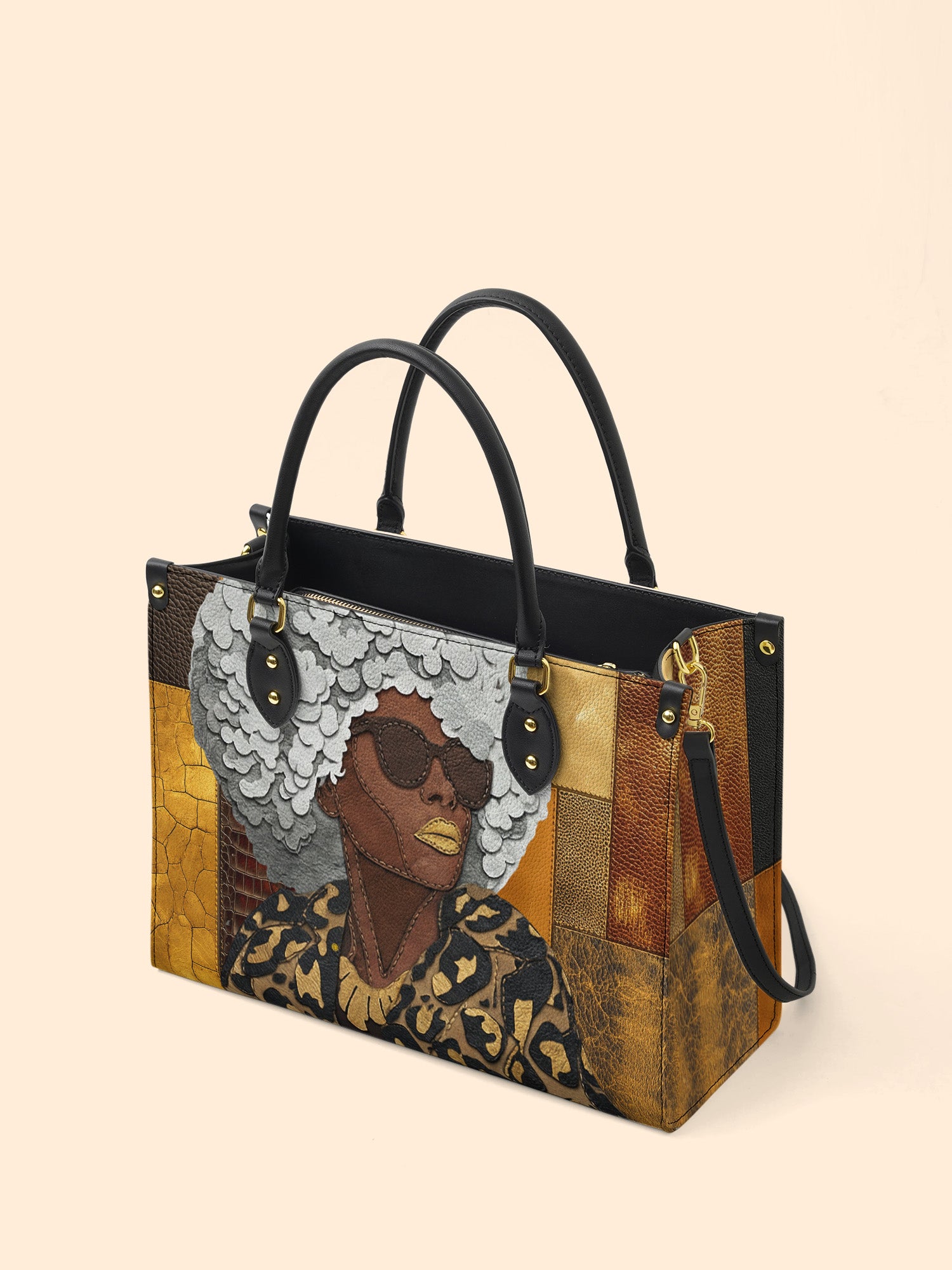 Golden Fierce Premium Leather Handbag QR0TV256