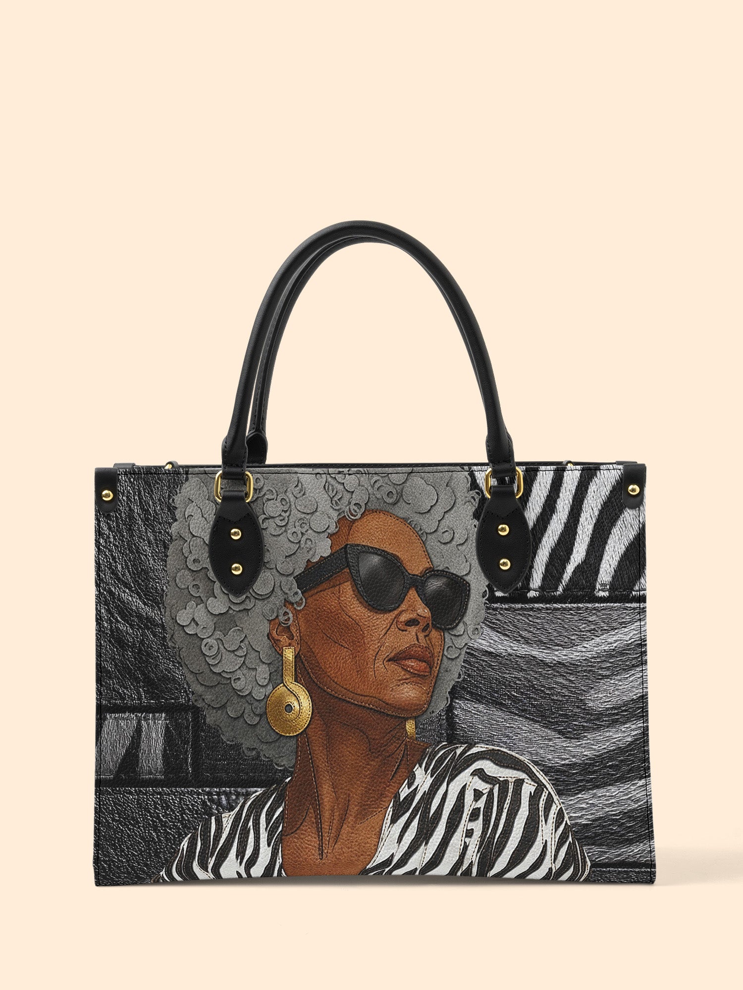 Midnight Zebra Premium Leather Handbag QR0TV259