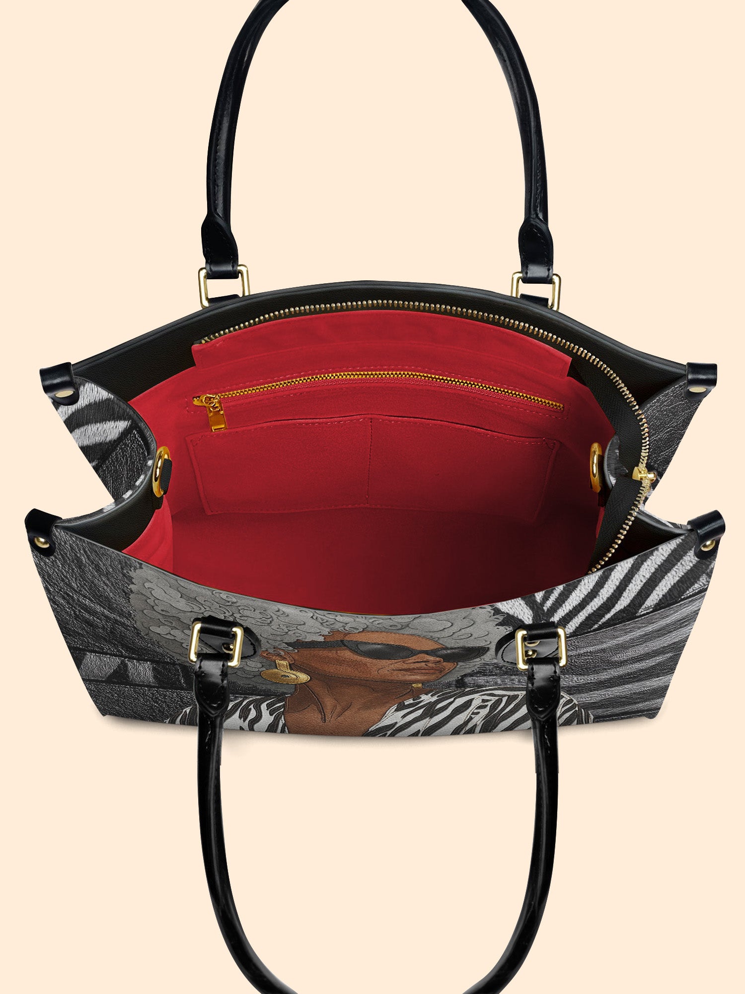 Midnight Zebra Premium Leather Handbag QR0TV259