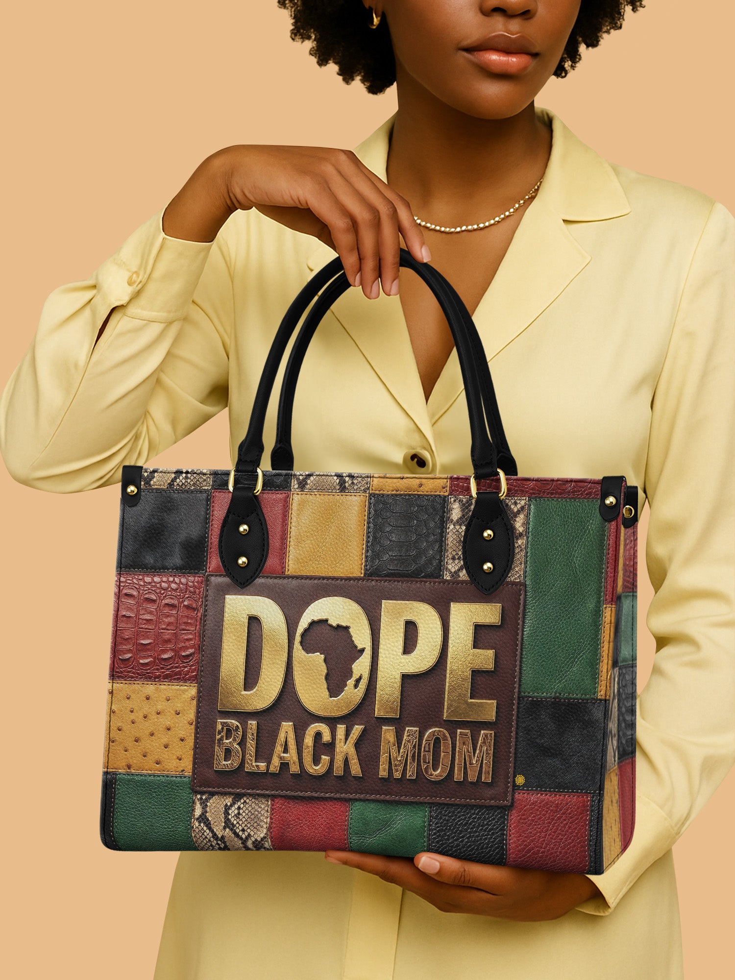 Dope Black Mom Heritage Premium Leather Handbag QR0TV271