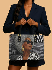 Midnight Zebra Premium Leather Handbag QR0TV259