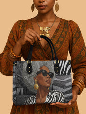 Midnight Zebra Premium Leather Handbag QR0TV259