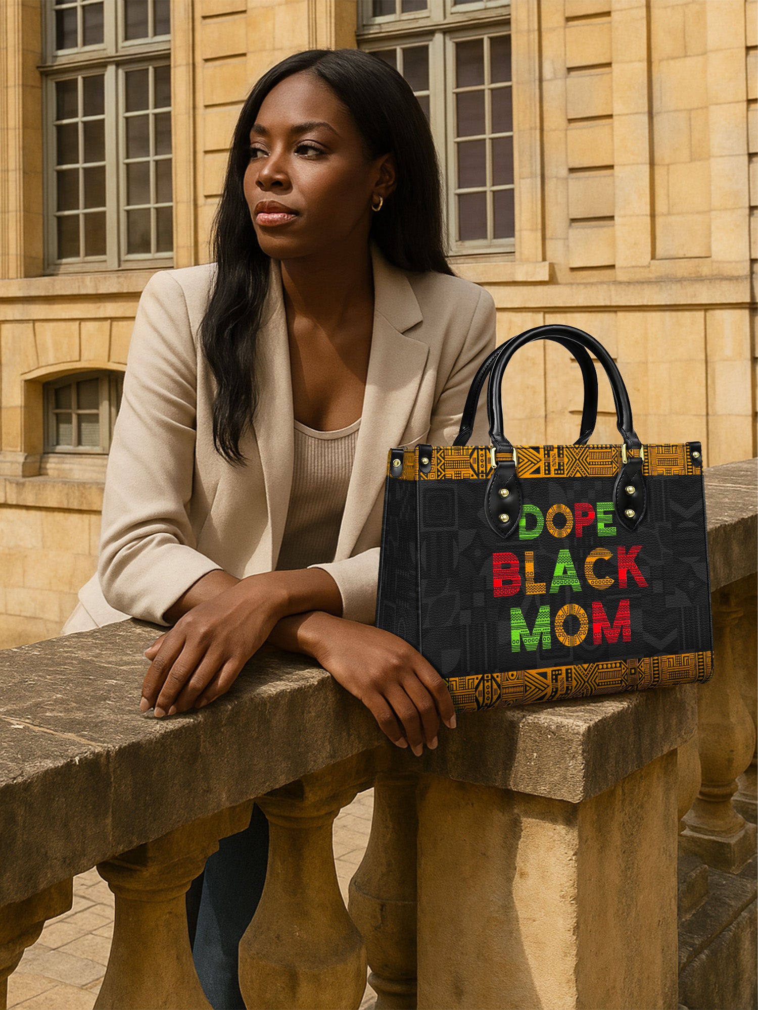 DOPE BLACK MOM Juneteenth Premium Leather Handbag QR0XD1033