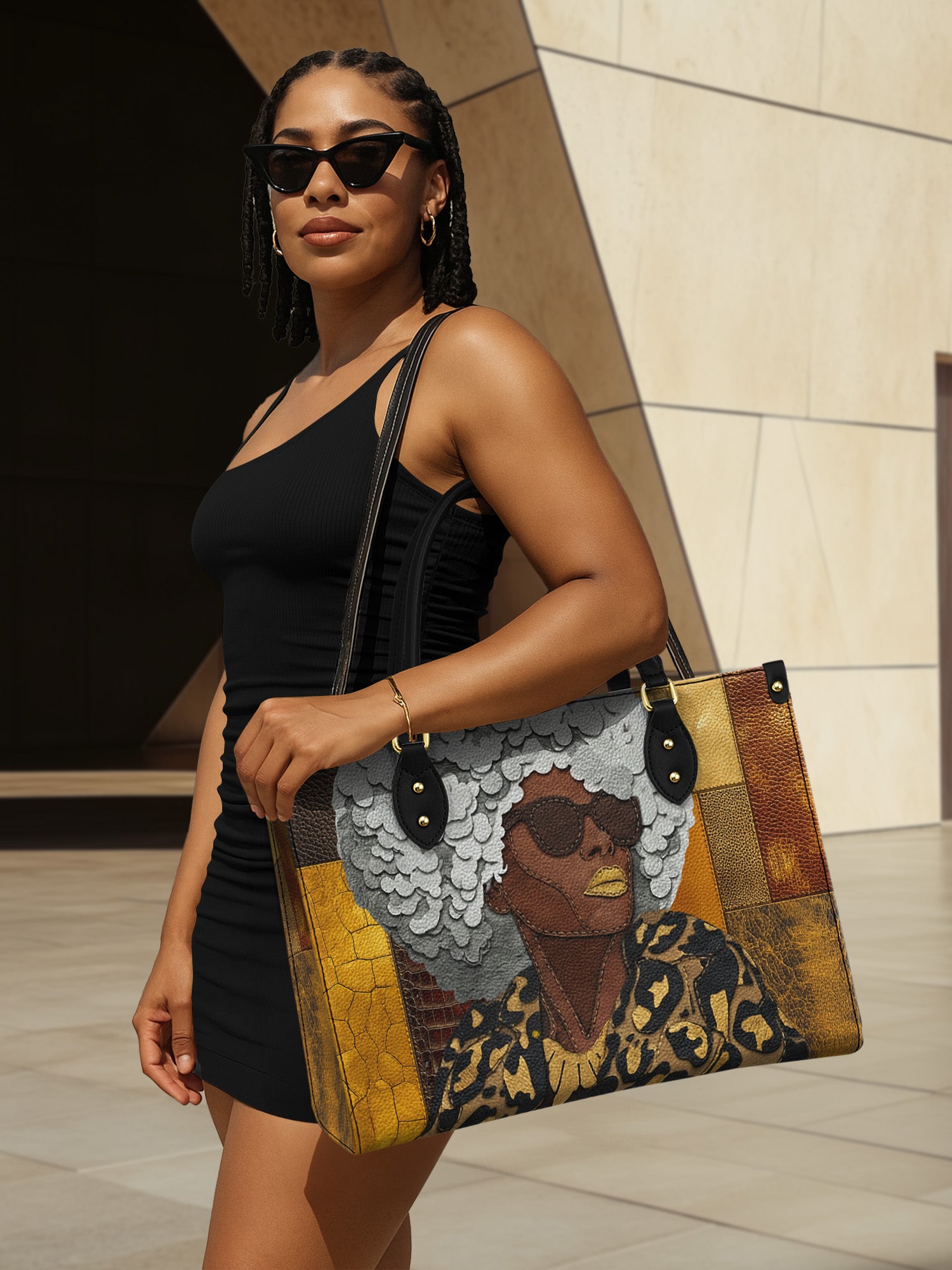 Golden Fierce Premium Leather Handbag QR0TV256