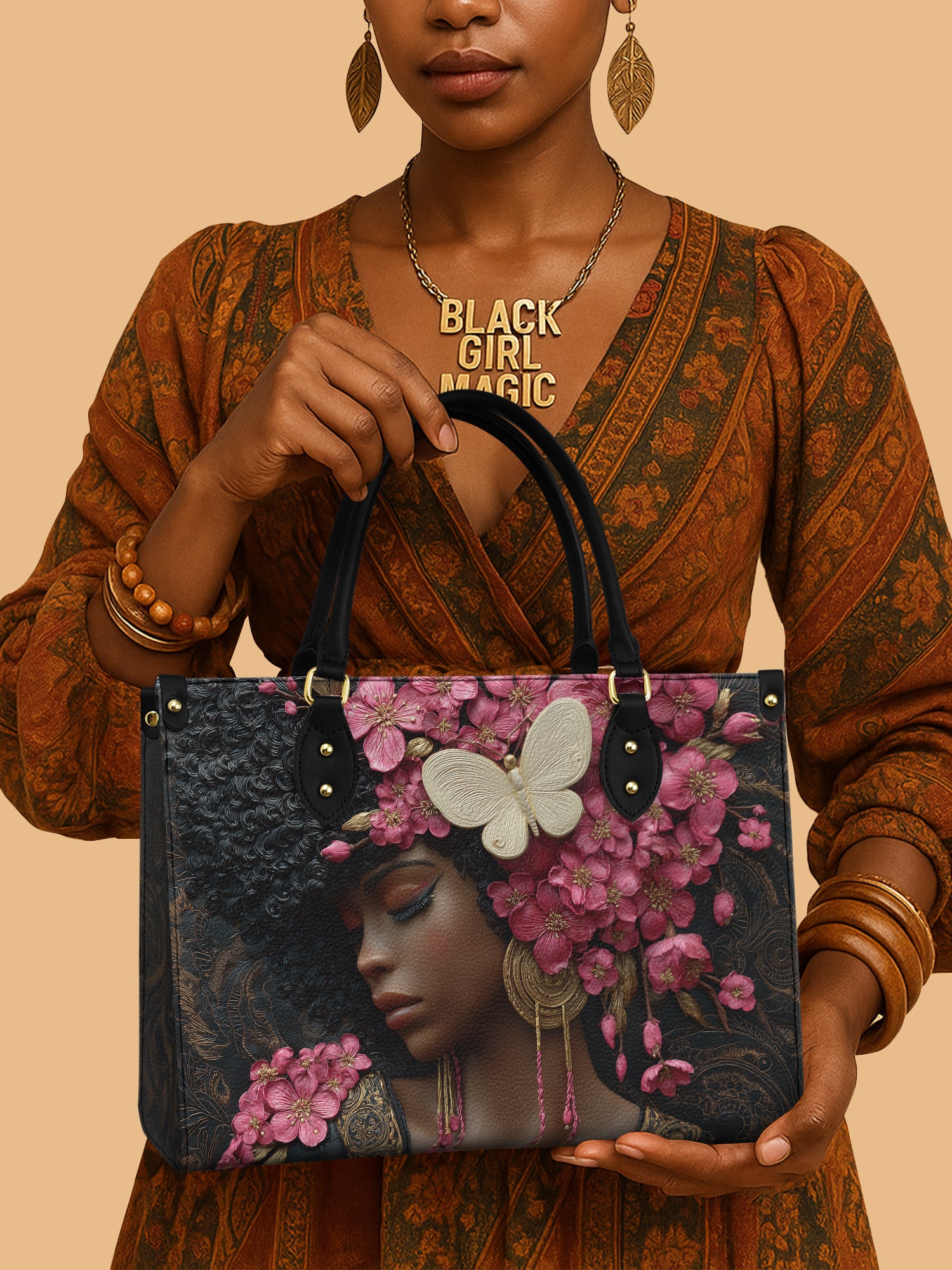 Blossom Queen Premium Leather Handbag QR0HH056