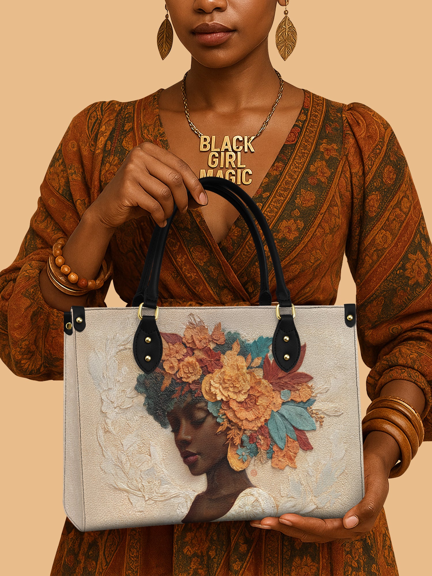 Golden Autumn Radiance Premium Leather Handbag QR0HH212