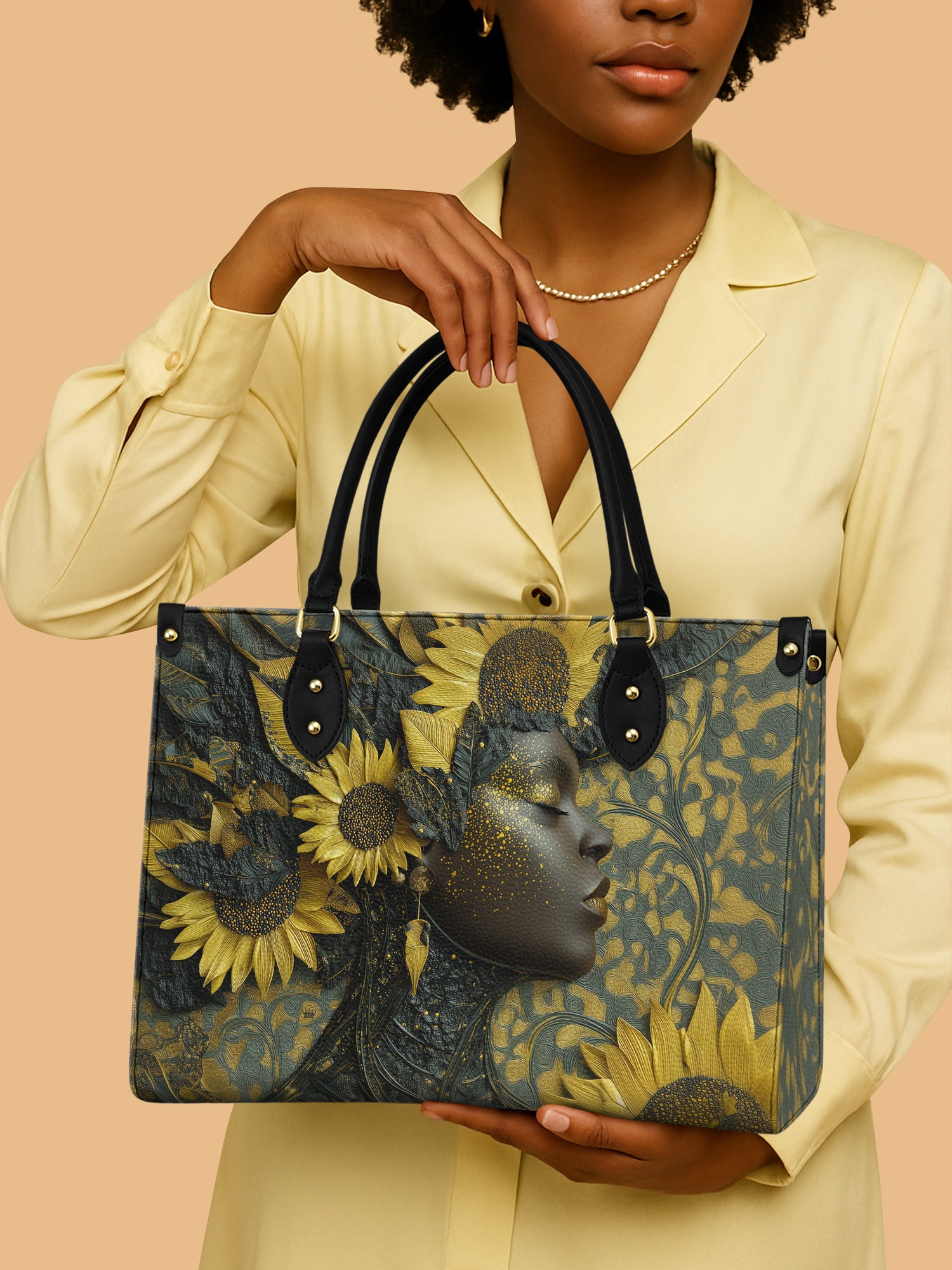 Sunflower Radiance Premium Leather Handbag QR0HH131