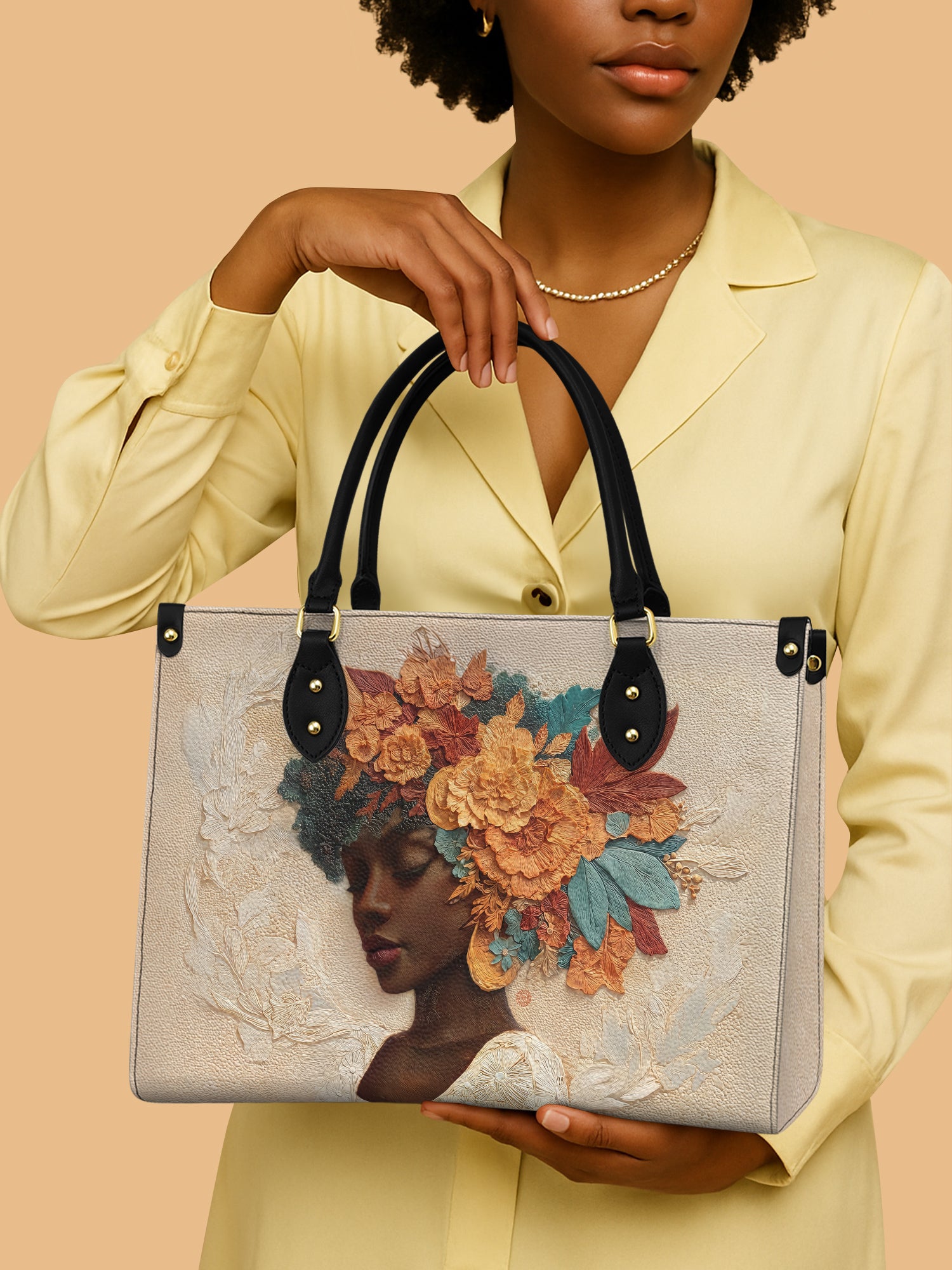 Golden Autumn Radiance Premium Leather Handbag QR0HH212
