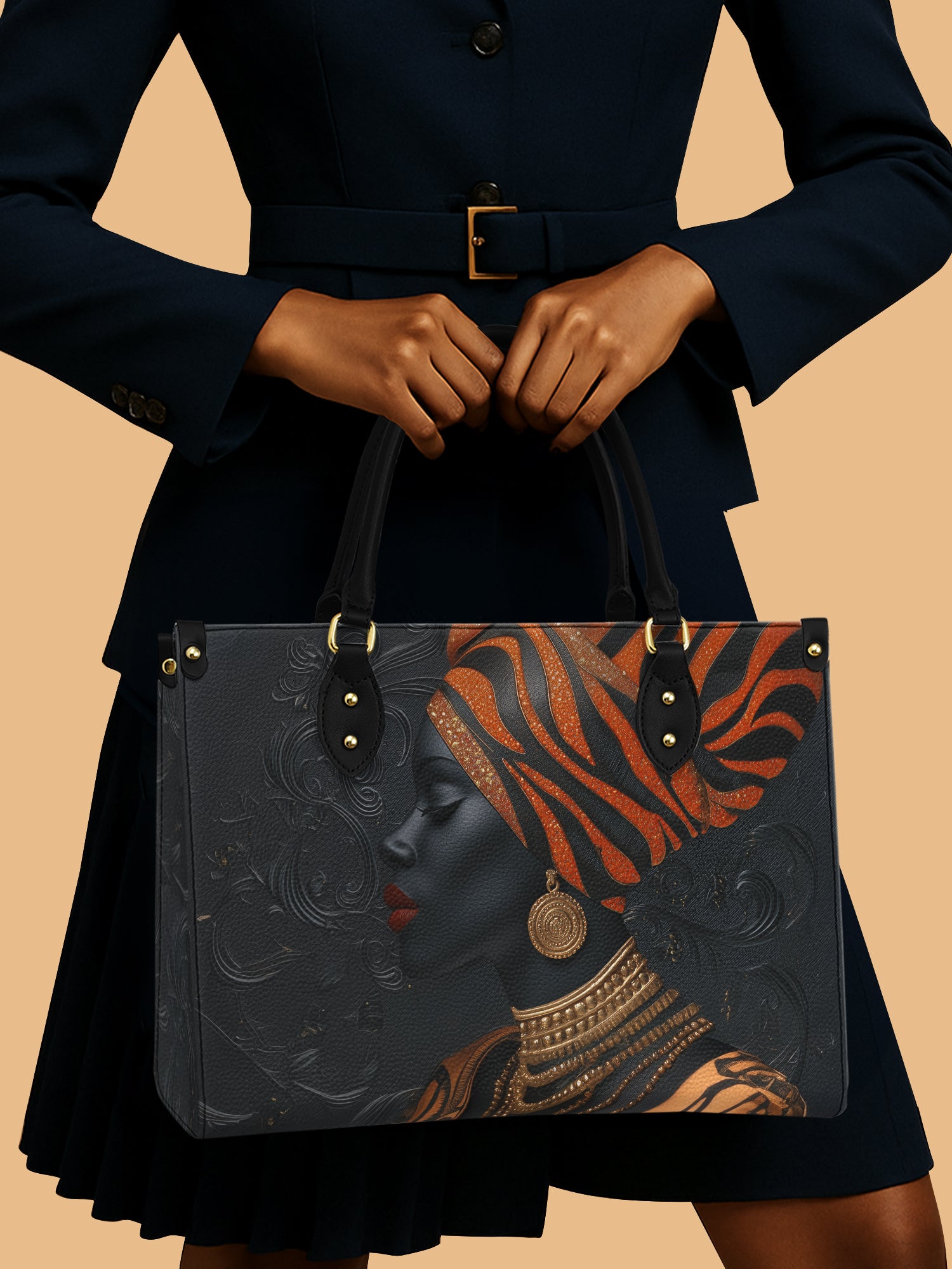 Adinkra Essence Premium Leather Handbag QR0XD456