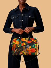 Kente Sovereign Leather Boston Bag QR0TV276