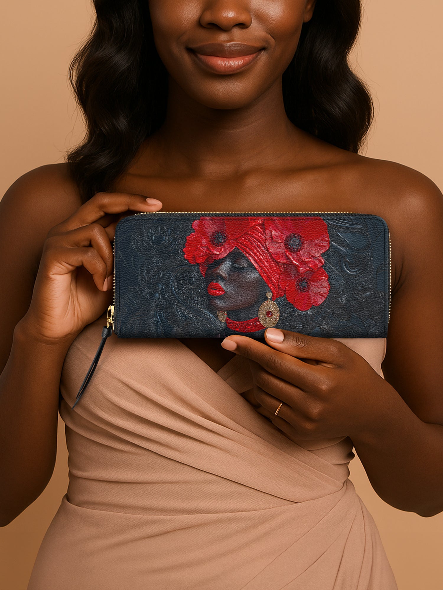 Crimson Poppy Crown Slimline Zippy Wallet QR0XD348