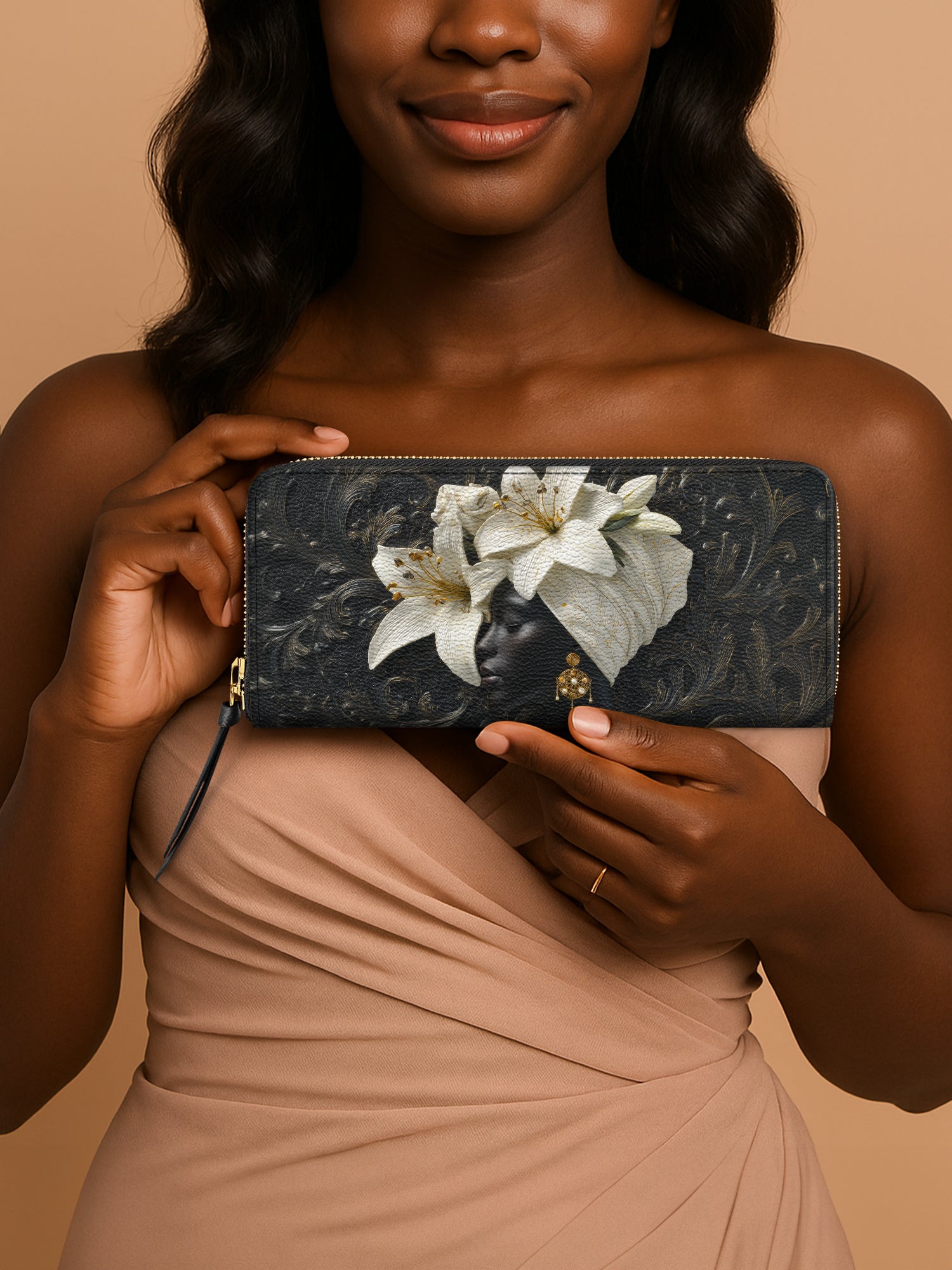 Ivory Lily Goddess Slimline Zippy Wallet QR0XD350
