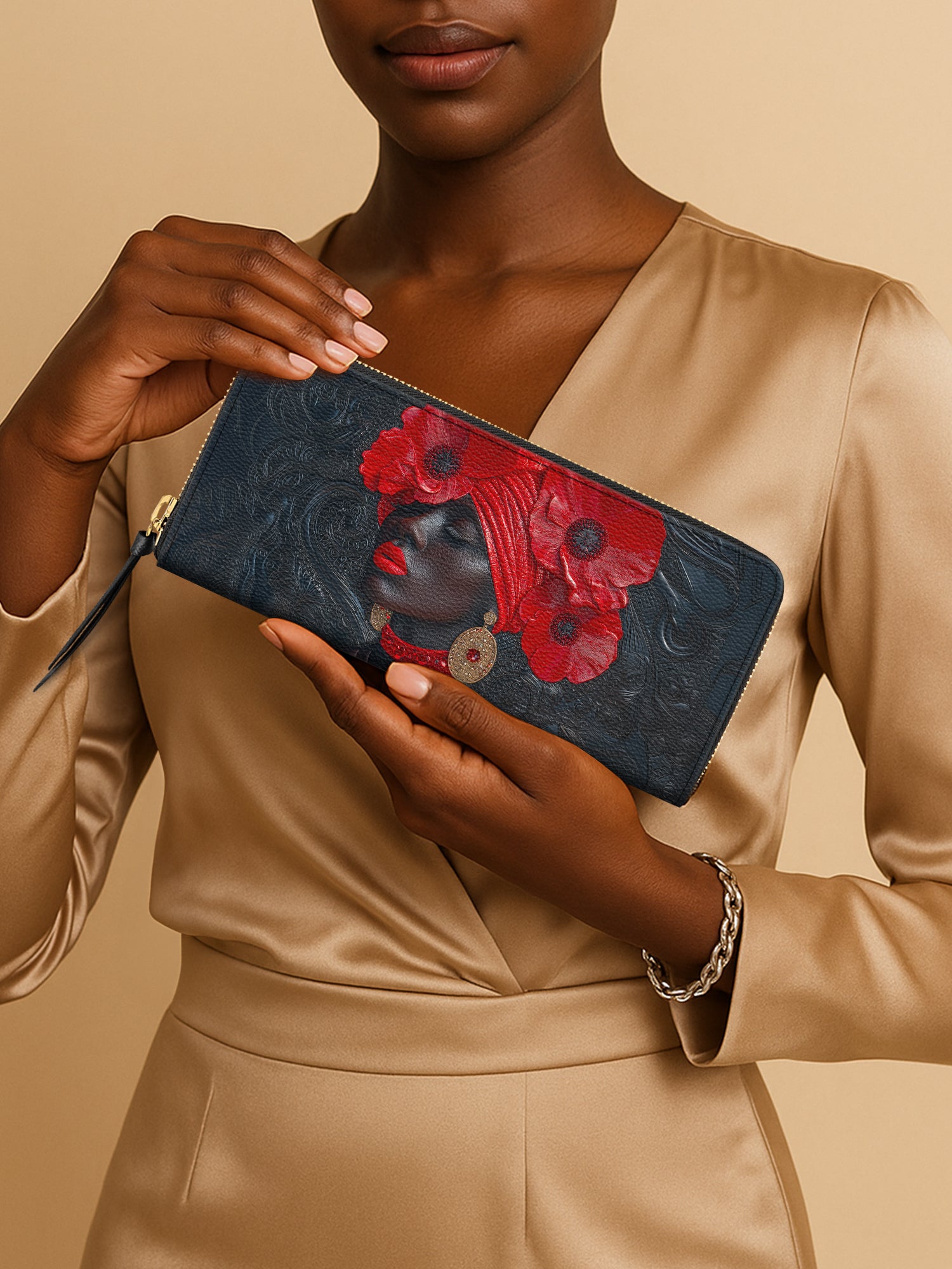 Crimson Poppy Crown Slimline Zippy Wallet QR0XD348