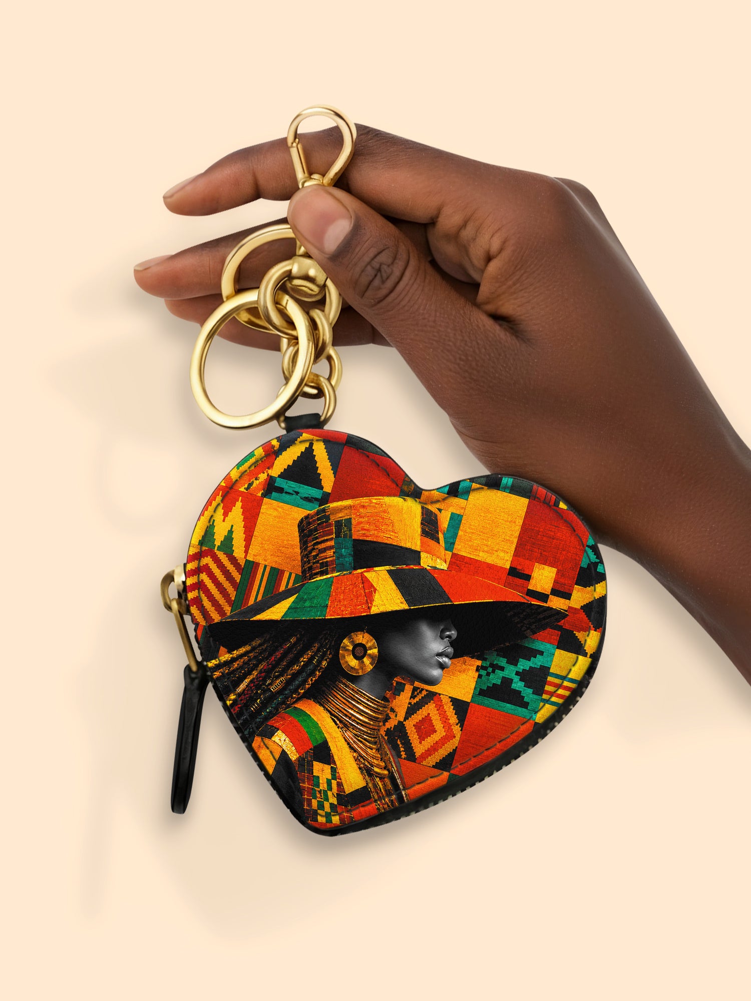 Kente Sovereign Heart Coin Pouch Bag Charm QR0TV276