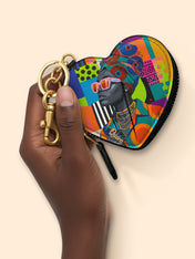 Afro Reverie Heart Coin Pouch Bag Charm QR0TV274