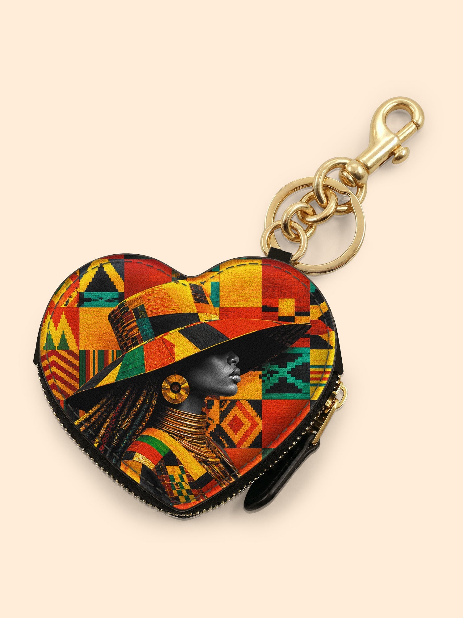 🎁 Kente Sovereign Heart Coin Pouch Bag Charm QR0TV276 (100% off)