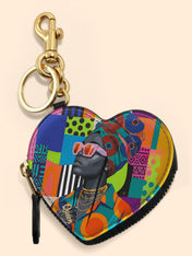 Afro Reverie Heart Coin Pouch Bag Charm QR0TV274