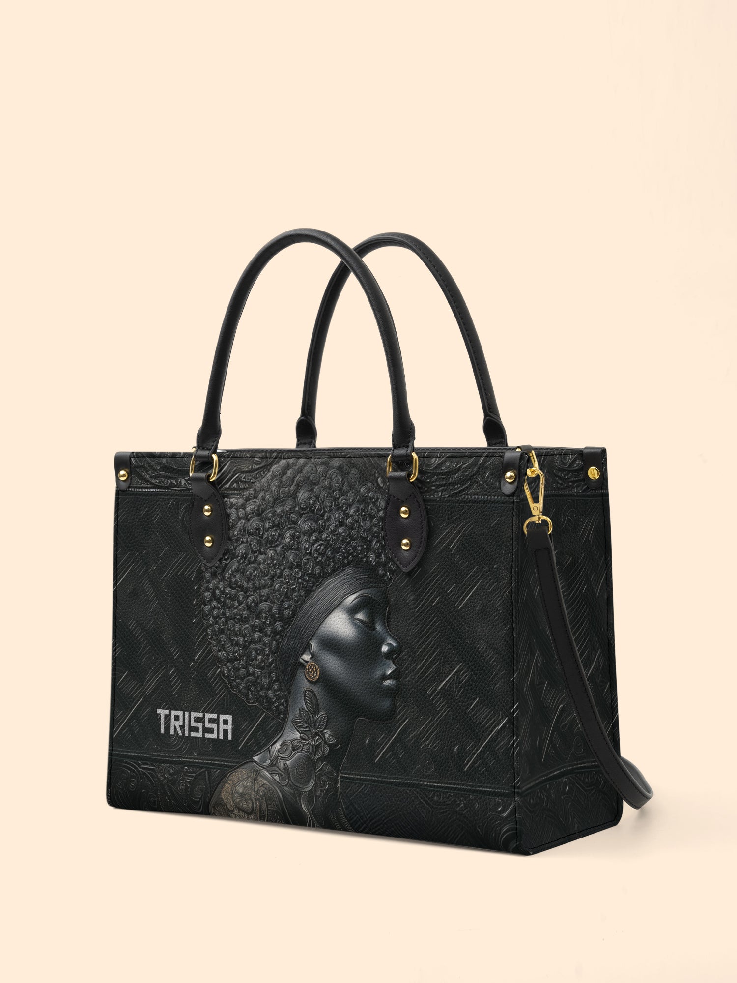Crowned In Onyx Premium Leather Handbag