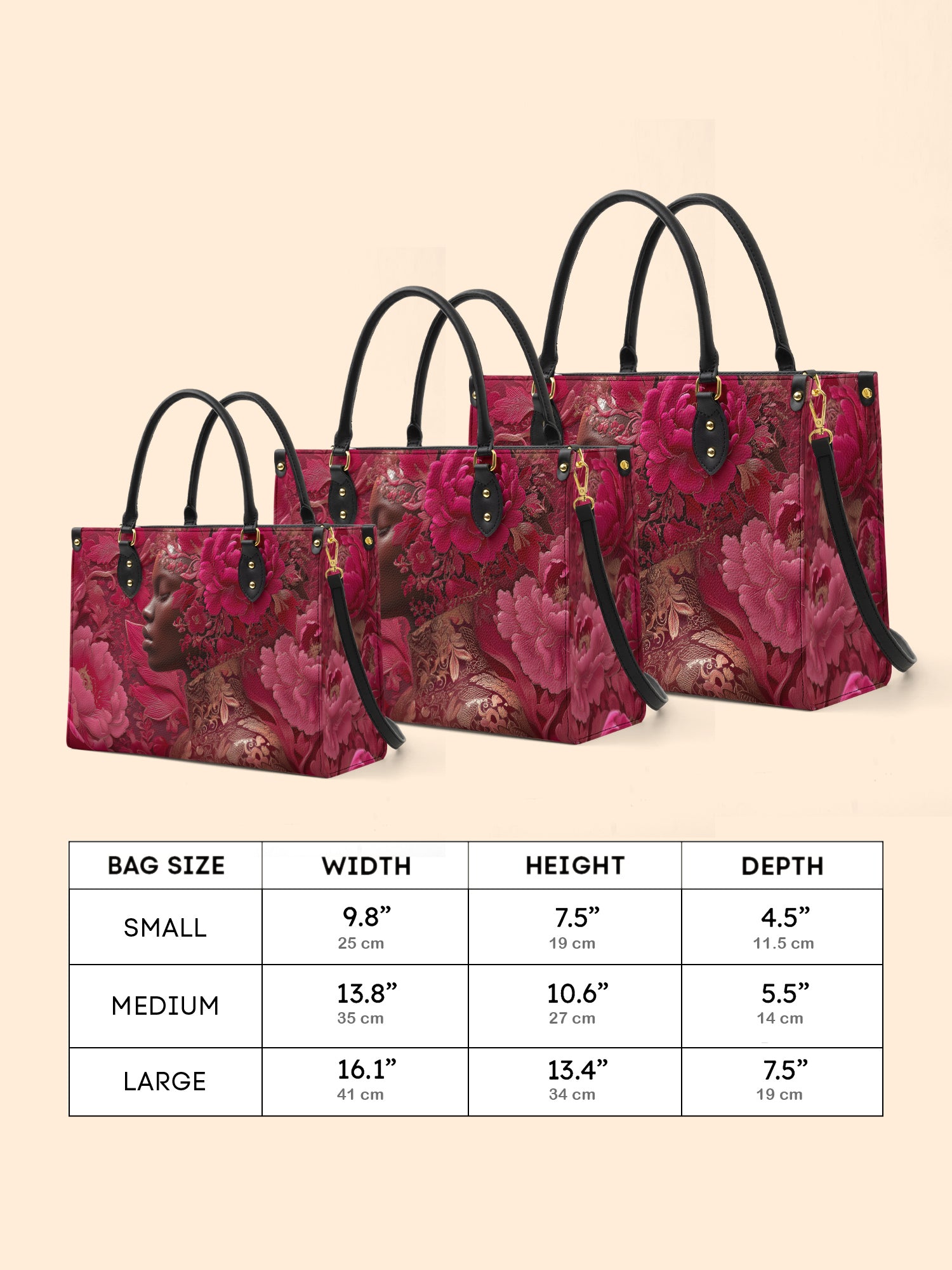 Peony Queen Premium Leather Handbag QR0HH129