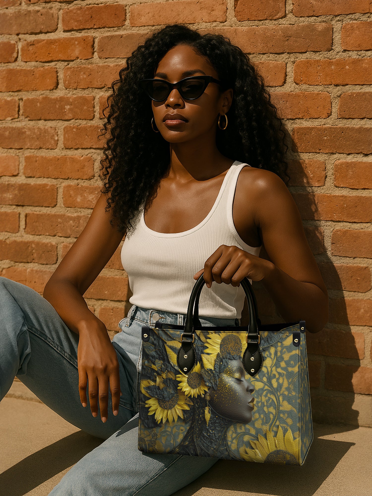 Sunflower Radiance Premium Leather Handbag QR0HH131