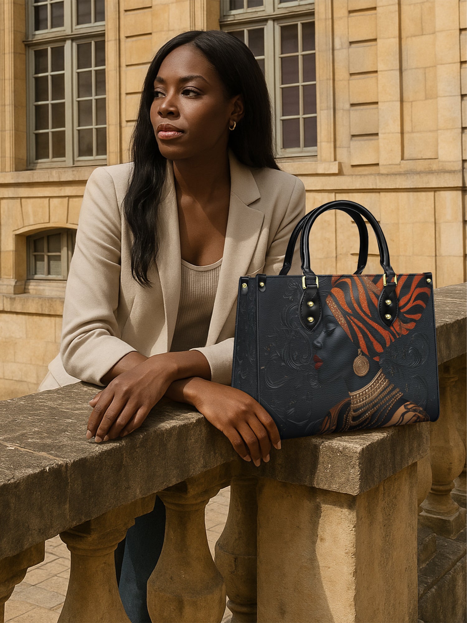 Adinkra Essence Premium Leather Handbag QR0XD456