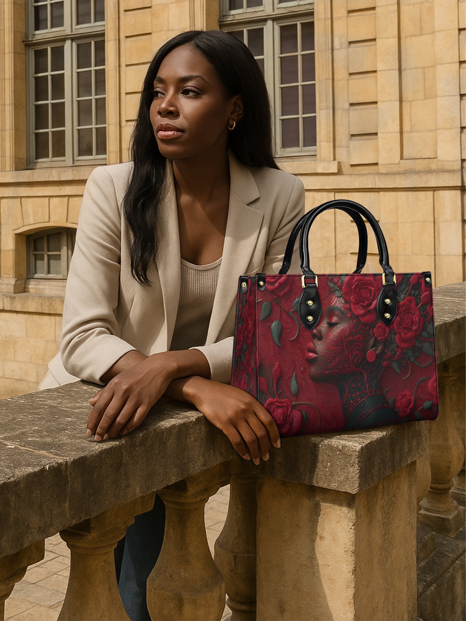 Rose Passion Premium Leather Handbag QR0HH130