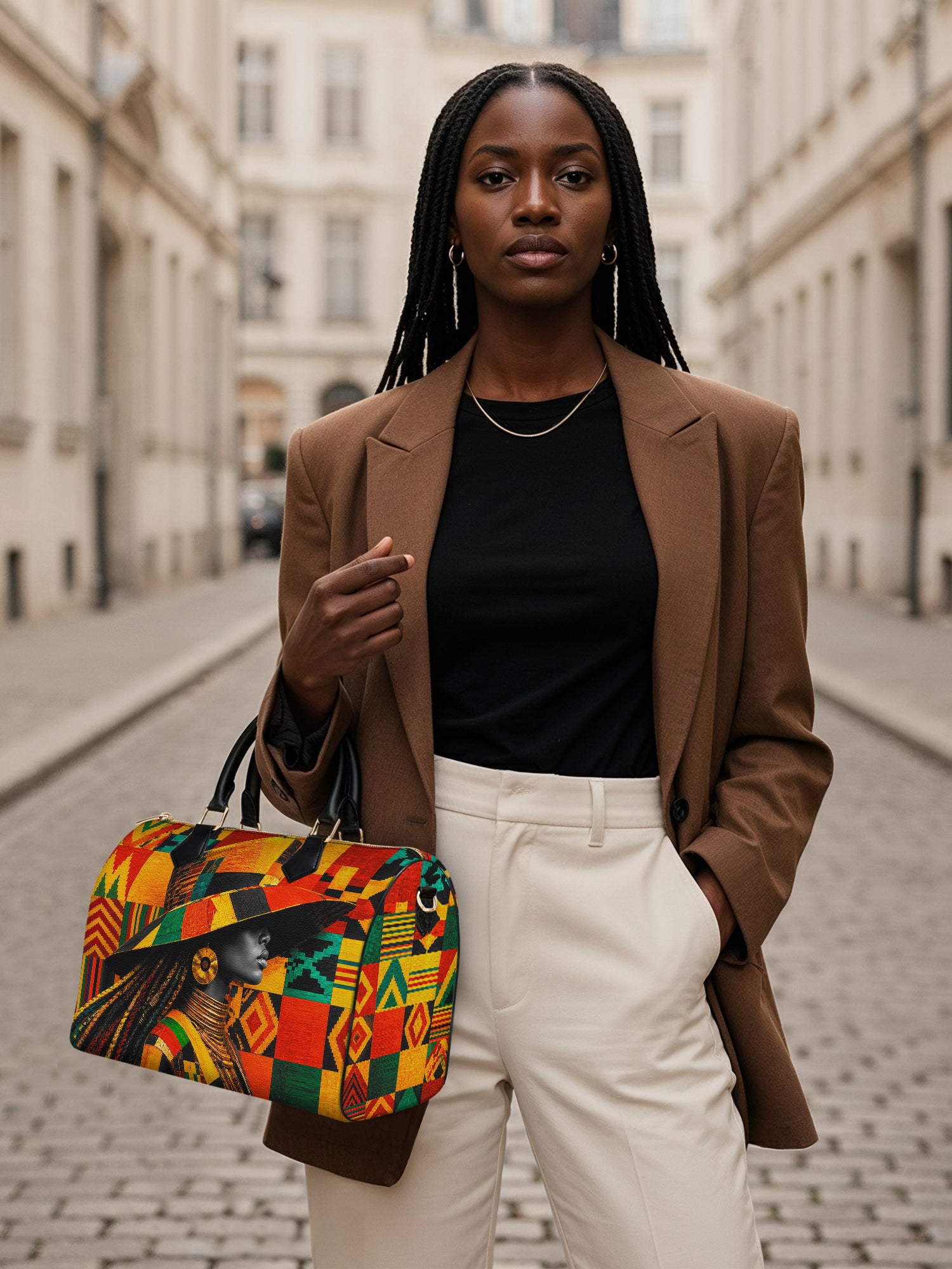 Kente Sovereign Leather Boston Bag QR0TV276