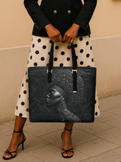 Crowned In Onyx Sleek Leather Tote QR0XD403