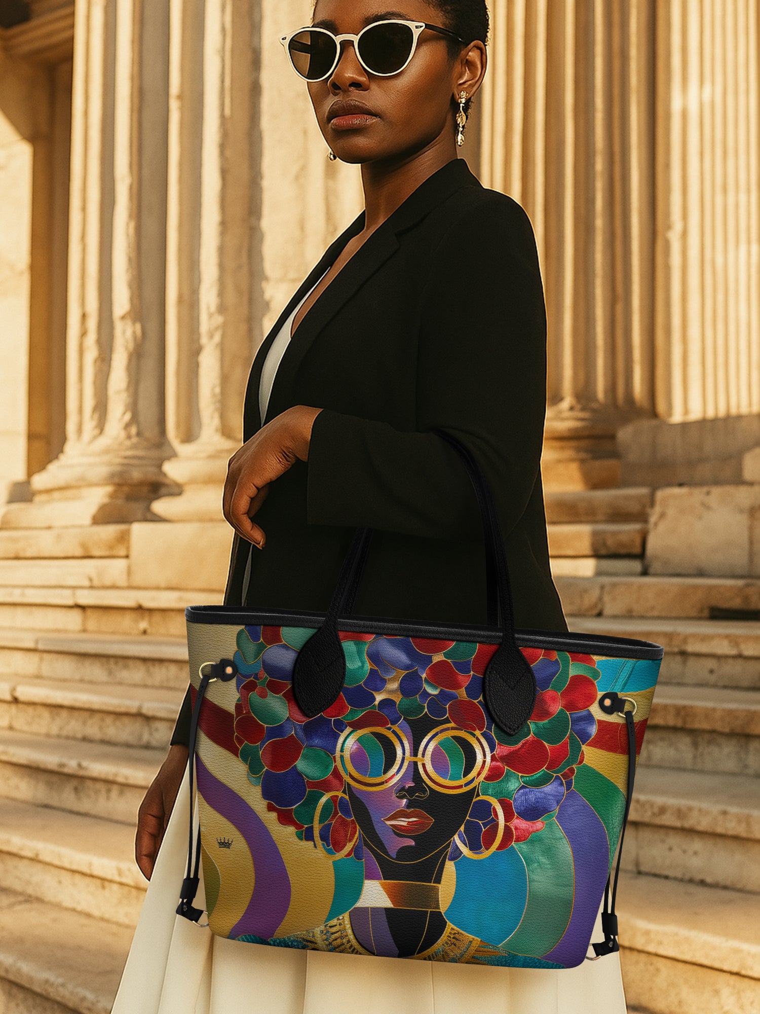Afro Luxe Spiral Classic Shopper Tote QR0XD413