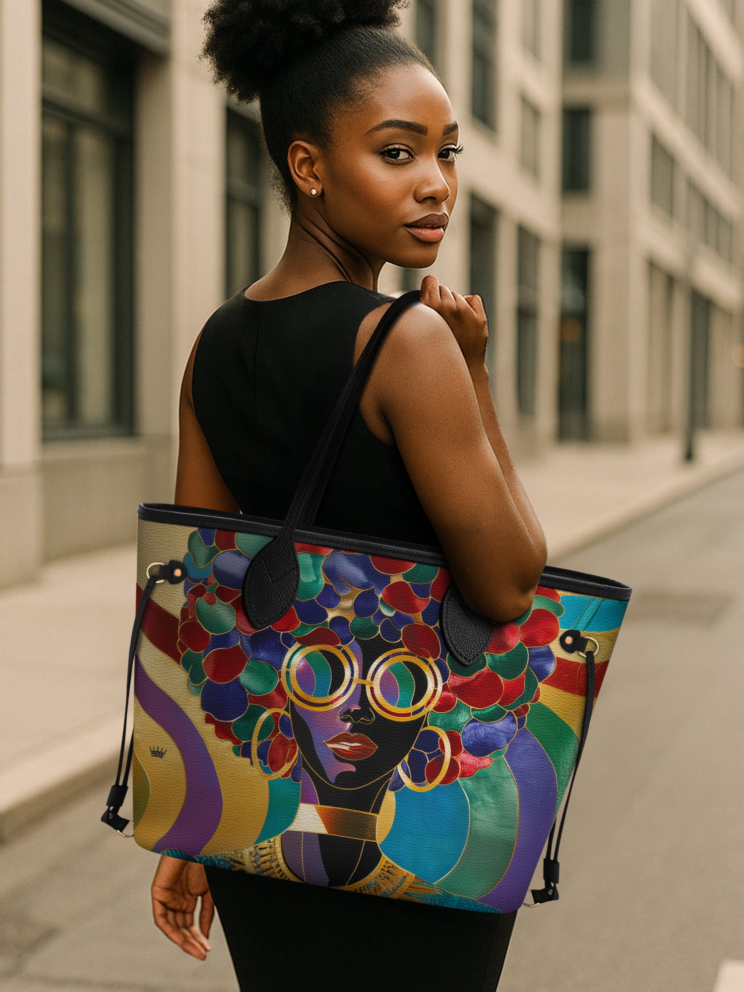 Afro Luxe Spiral Classic Shopper Tote QR0XD413