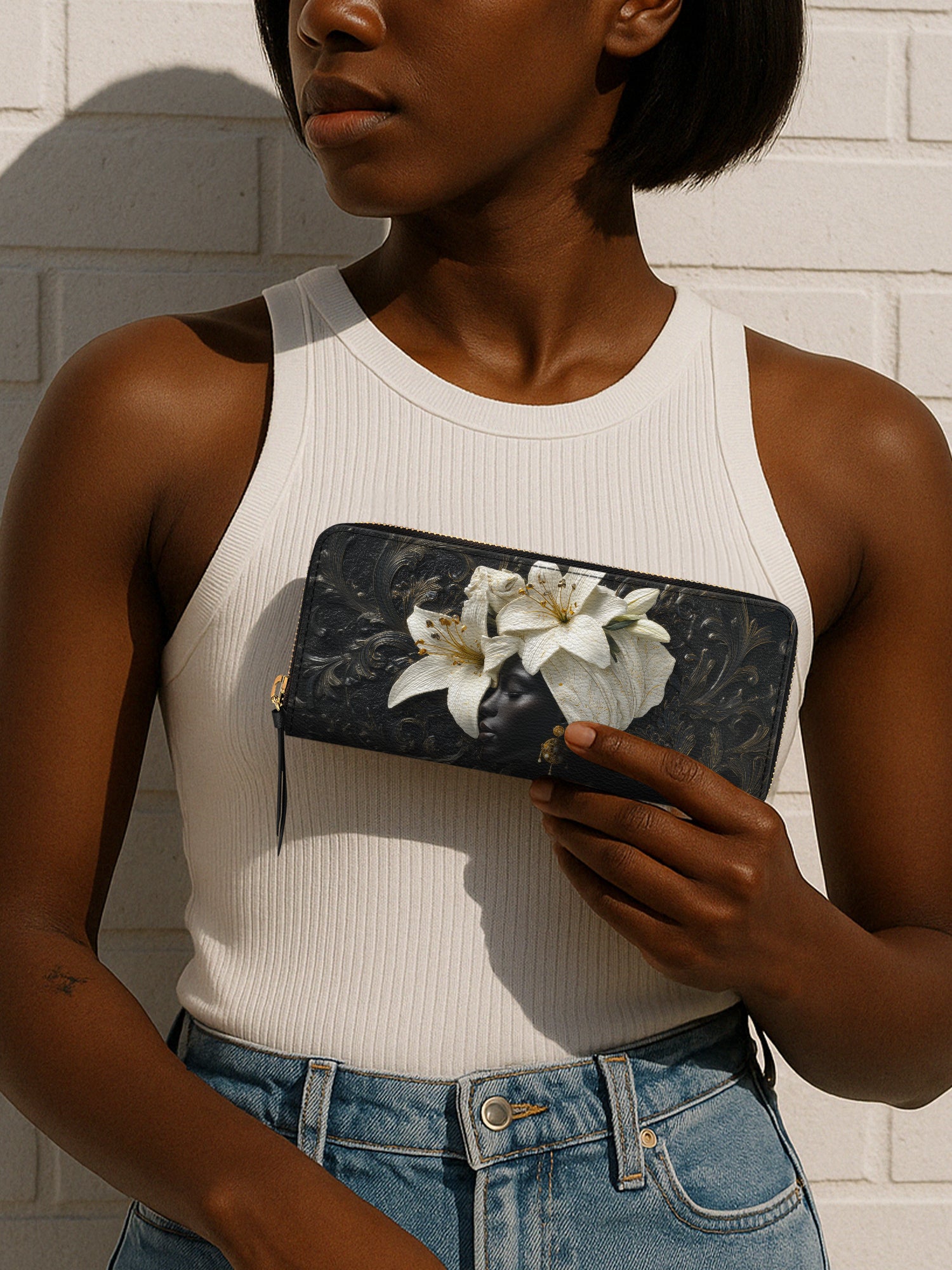 Ivory Lily Goddess Slimline Zippy Wallet QR0XD350