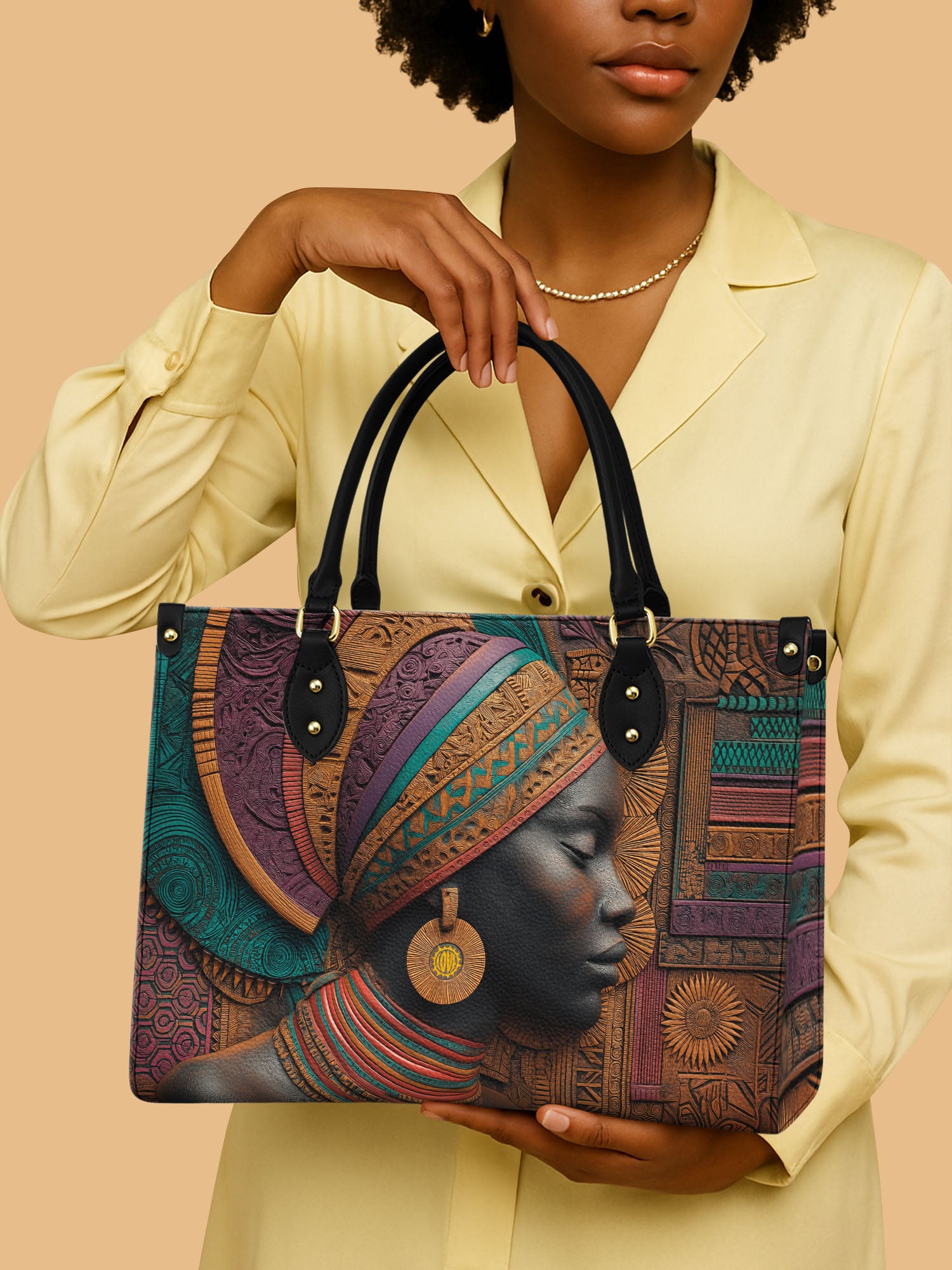 Regal Tapestry Premium Leather Handbag QR0TV057
