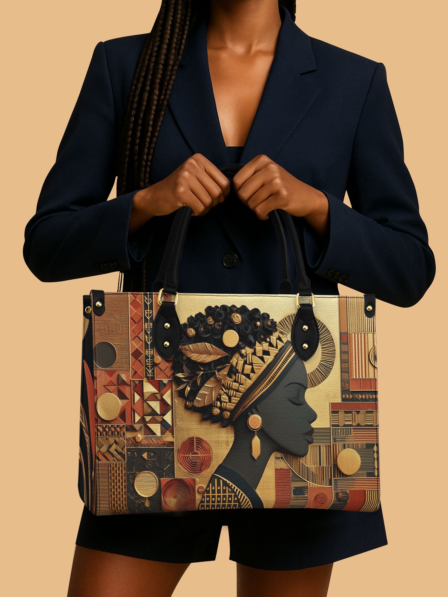 Bold African Premium Leather Handbag QR0XD810
