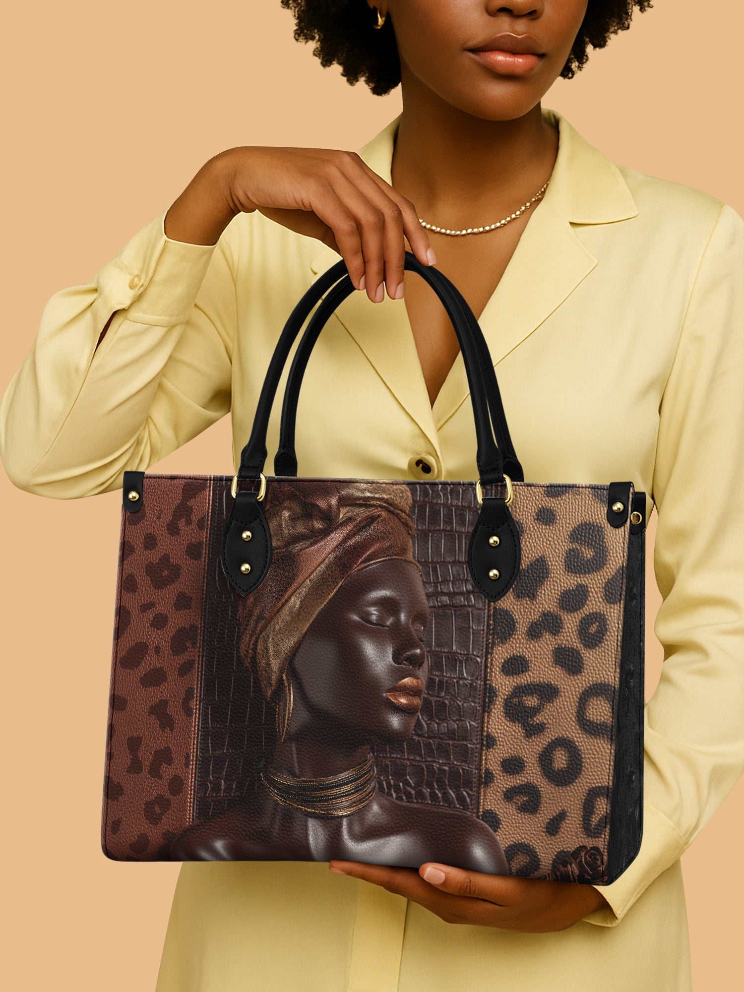 Leopard Queen Premium Leather Handbag QR0TD427