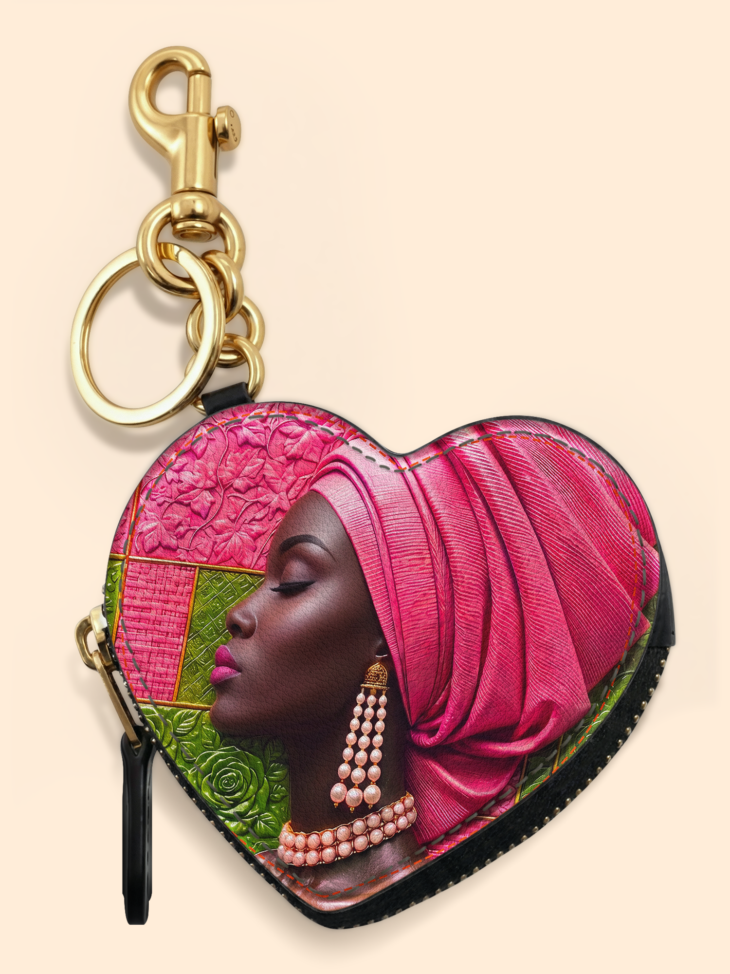 Pink Sovereign Heart Coin Pouch Bag Charm QR0TD709