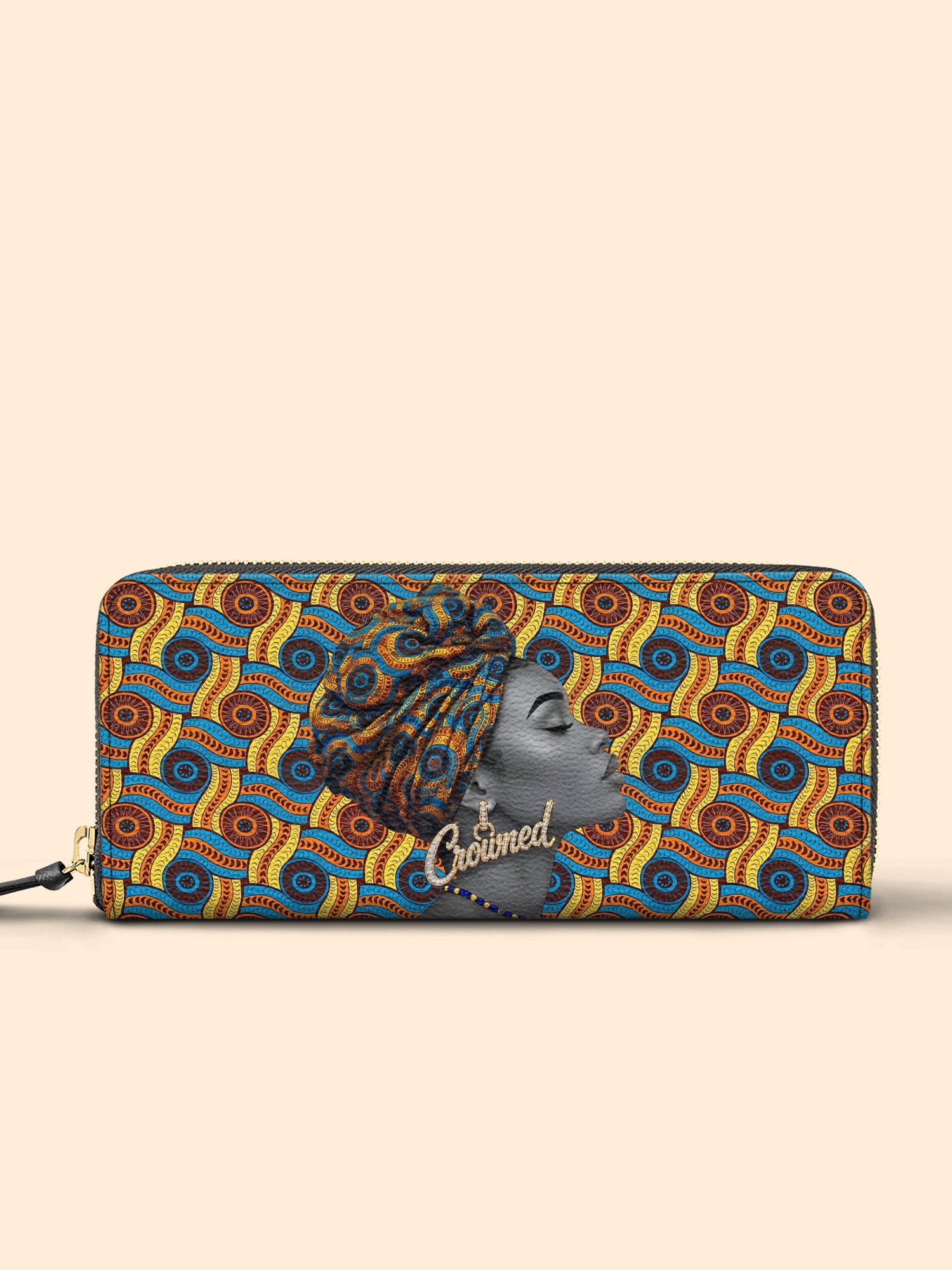 Crowned Ankara Slimline Zippy Wallet QR0TV277