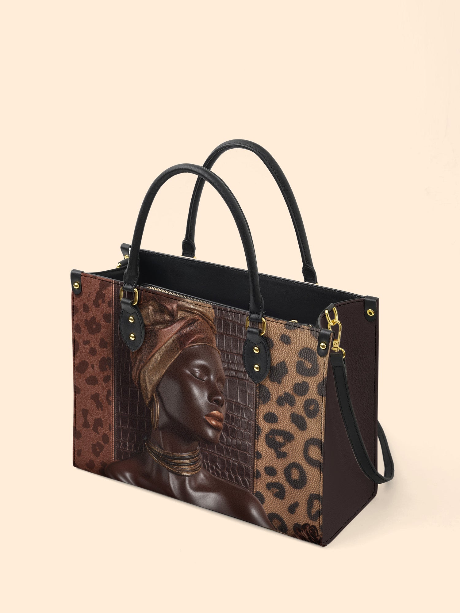 Leopard Queen Premium Leather Handbag QR0TD427