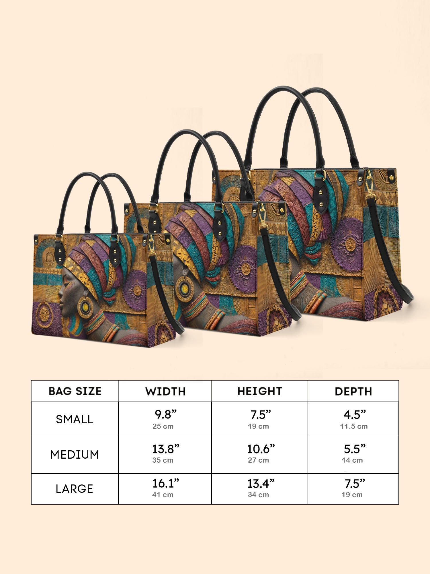 Afro Tapestry Premium Leather Handbag QR0TV058