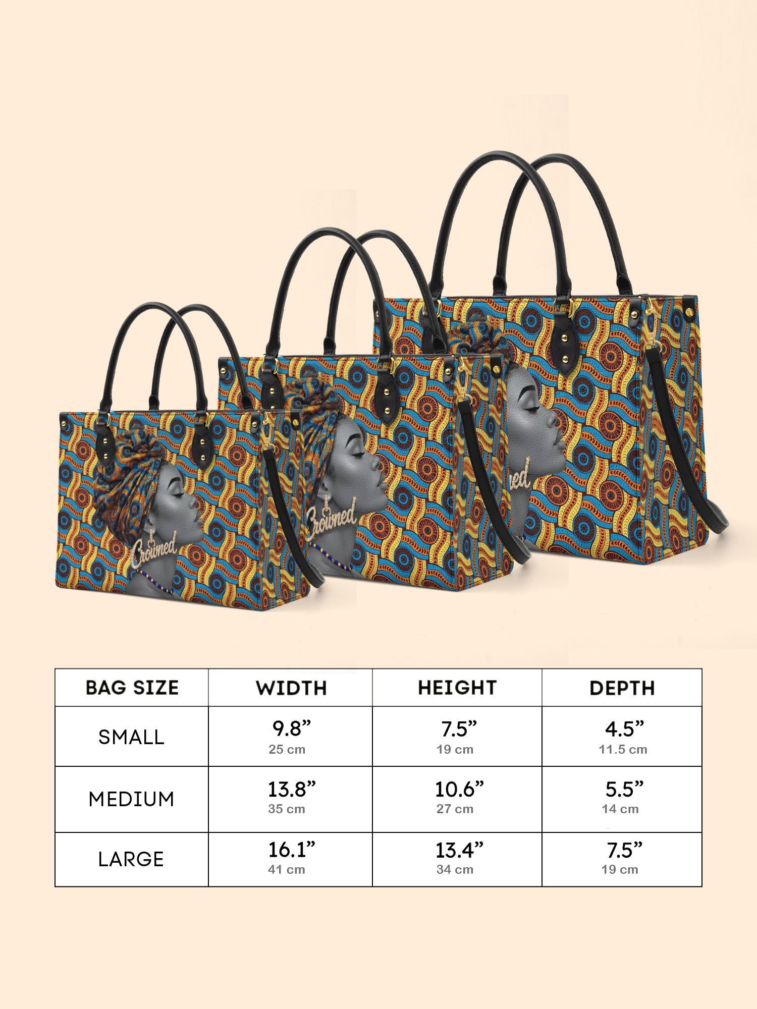 Crowned Ankara Premium Leather Handbag QR0TV277