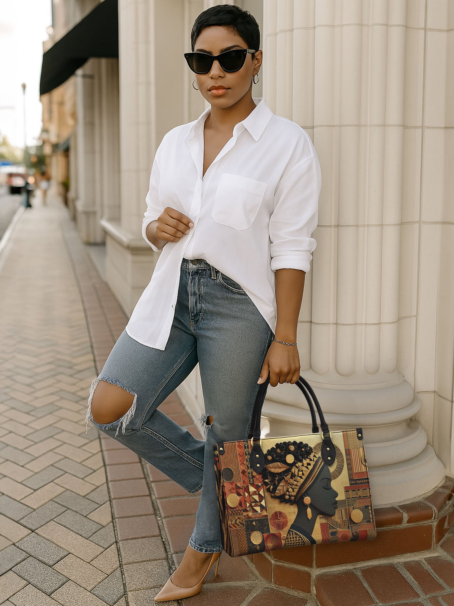 Bold African Premium Leather Handbag QR0XD810