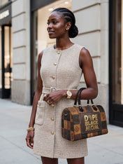 Dope Black Mom Power Leather Boston Bag QR0TV270