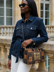 Dope Black Mom Power Leather Boston Bag QR0TV270