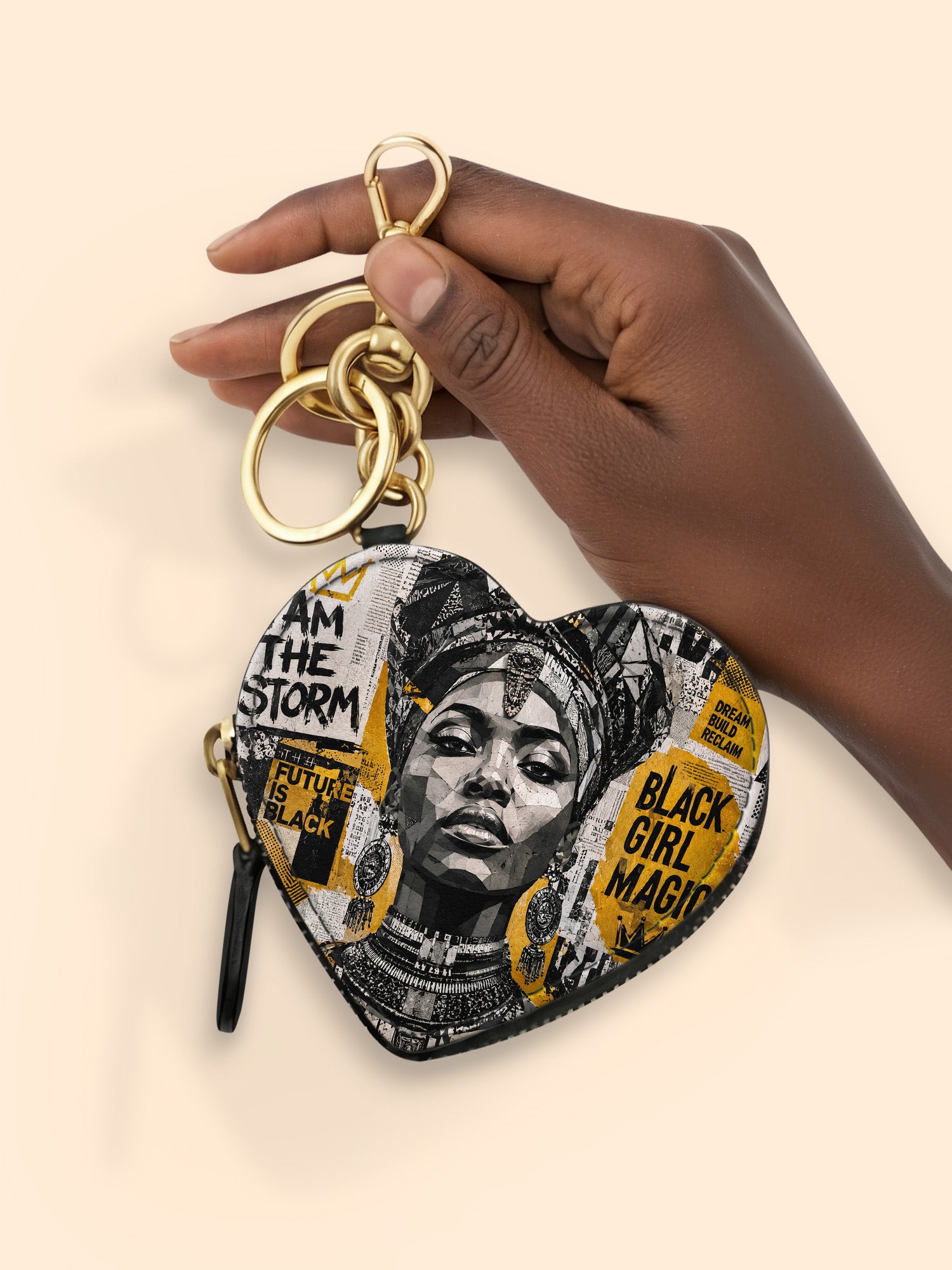 Golden Era Pulse Heart Coin Pouch Bag Charm QR0HH210
