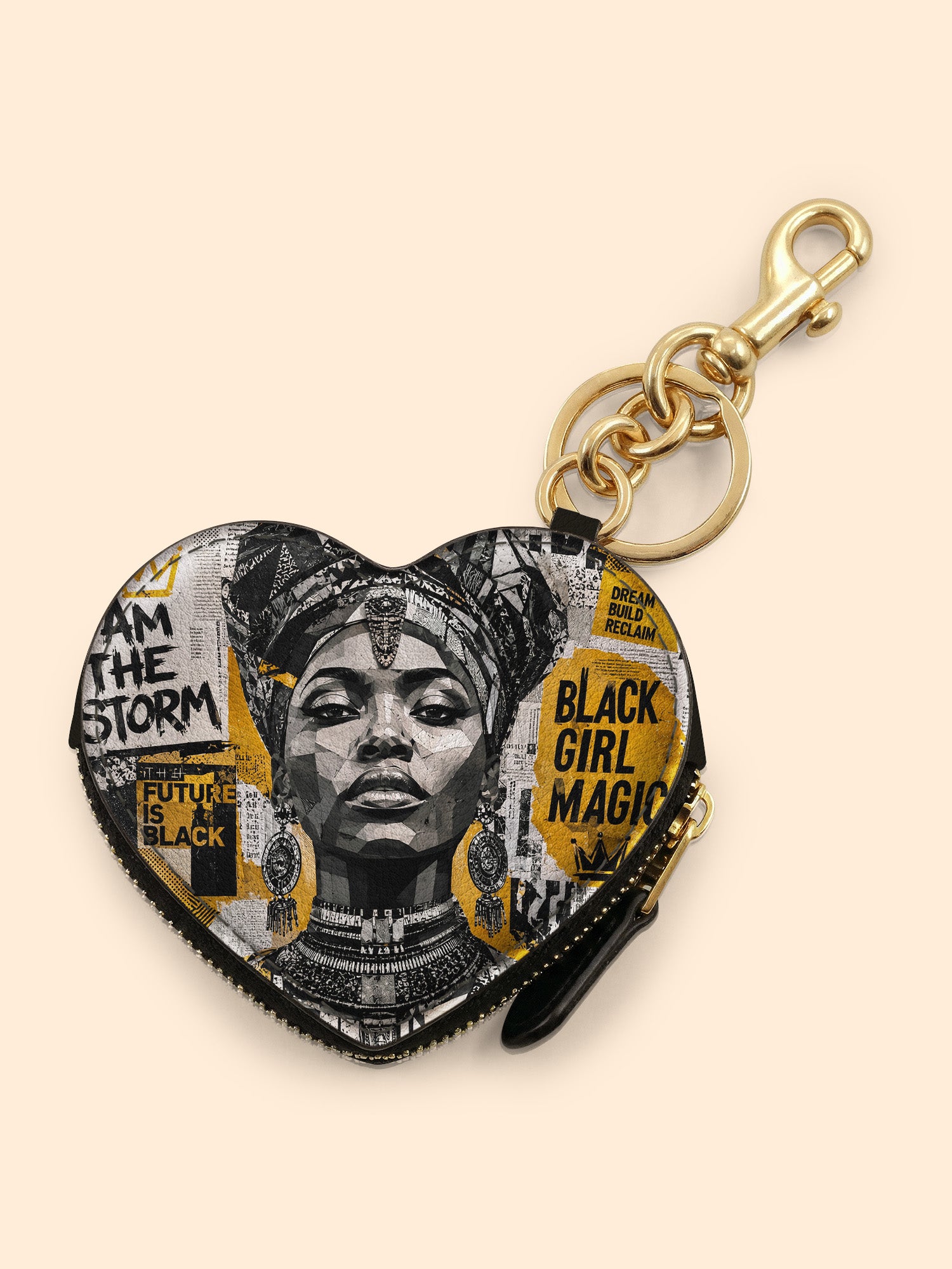 Golden Era Pulse Heart Coin Pouch Bag Charm QR0HH210