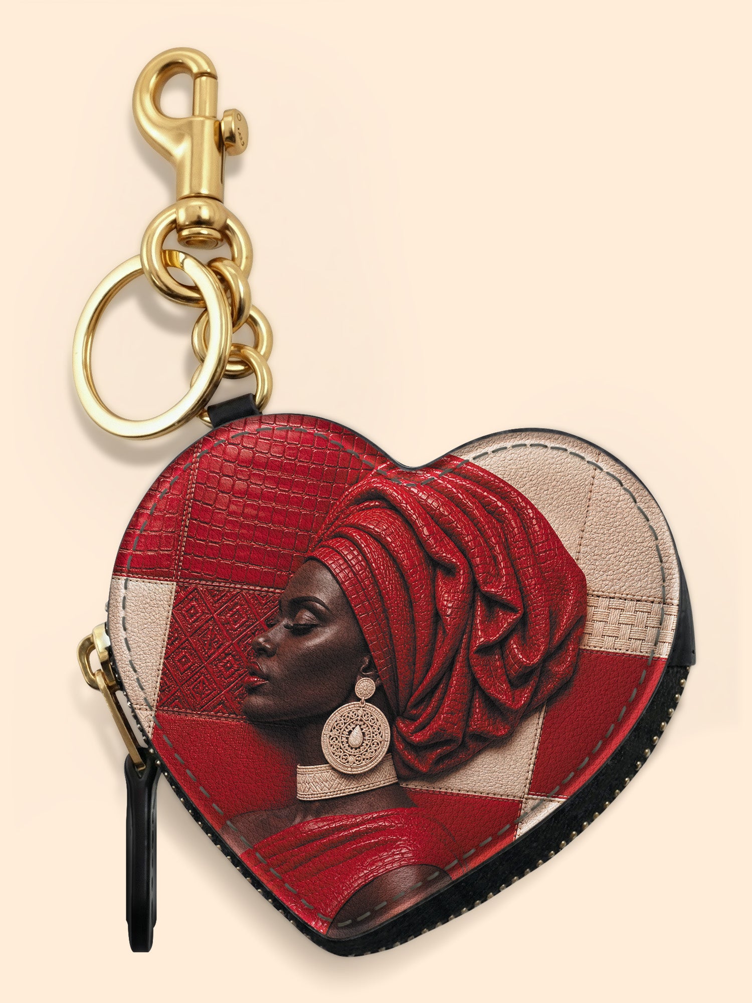 Draped in Crimson Heart Coin Pouch Bag Charm QR0XD500