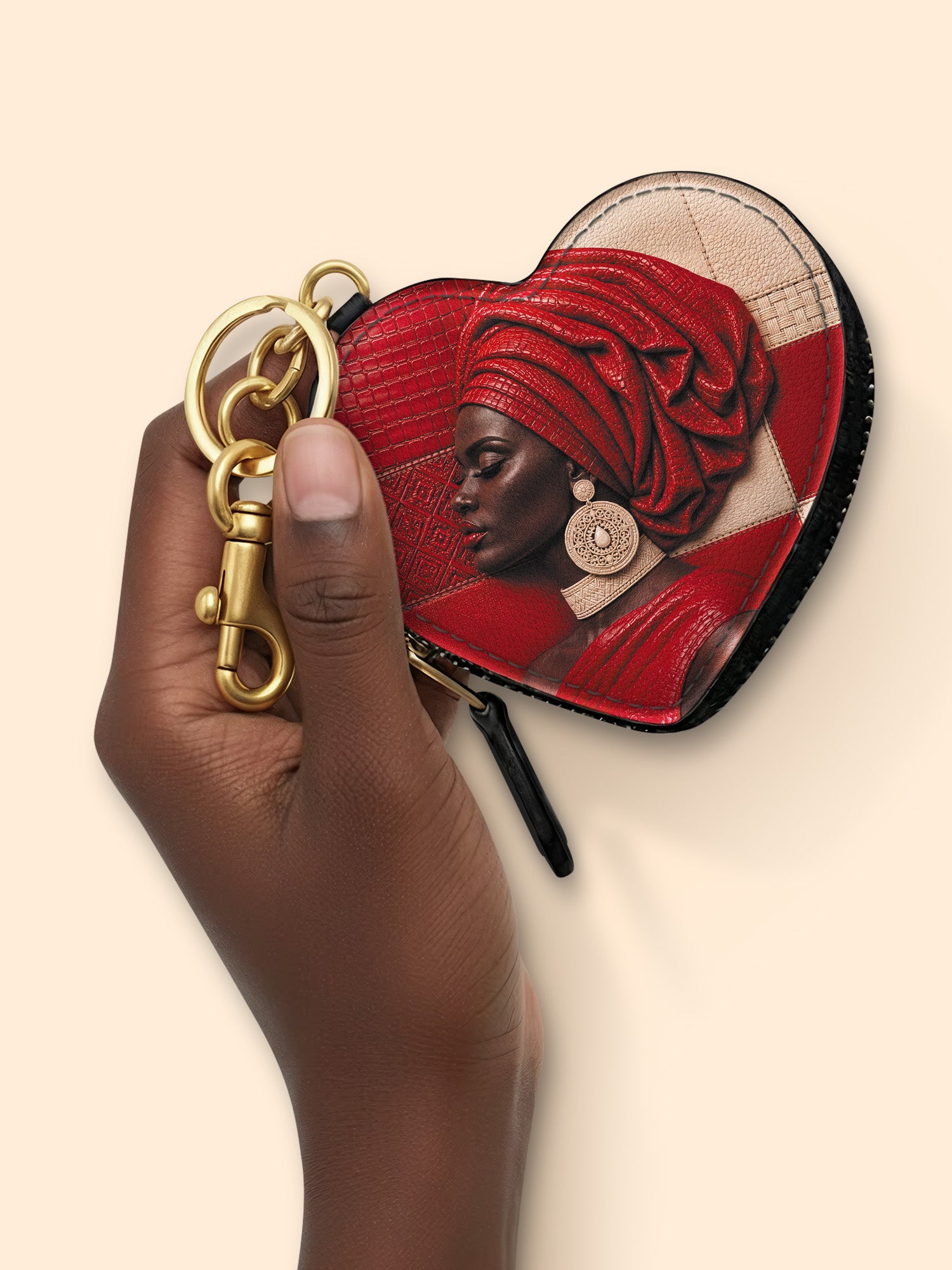 Draped in Crimson Heart Coin Pouch Bag Charm QR0XD500