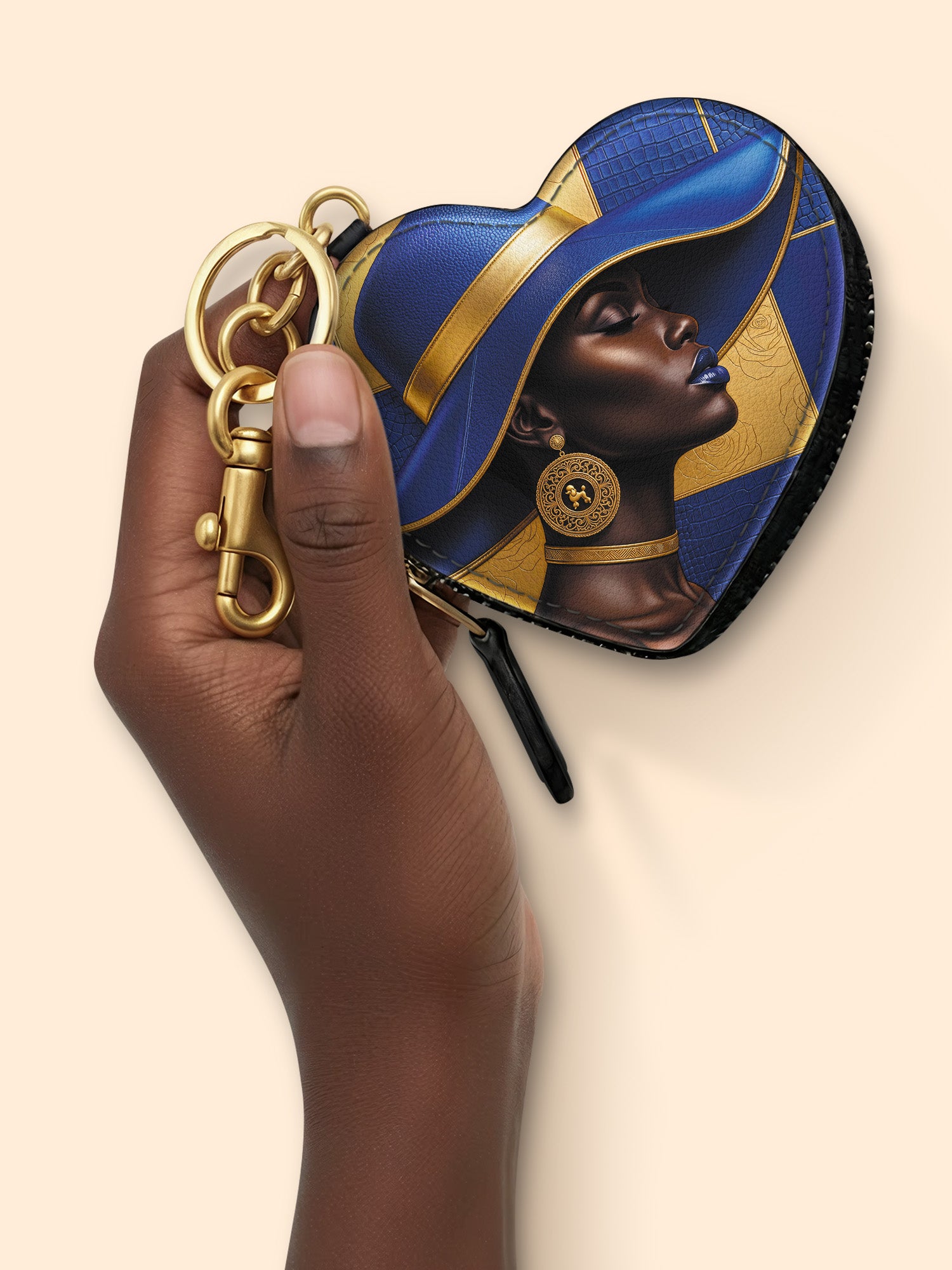 Sapphire Grace Heart Coin Pouch Bag Charm QR0HH217